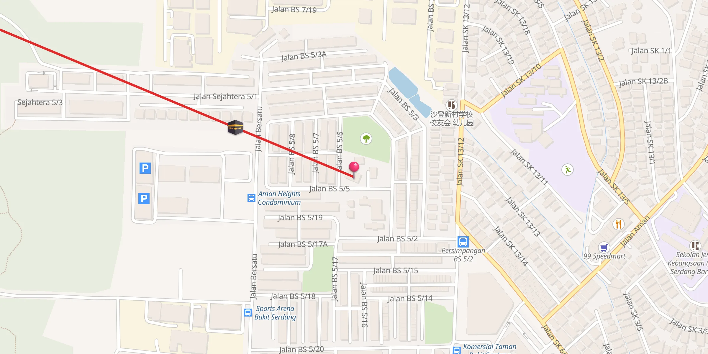 Carte de localisation : Surau Al-Faizun