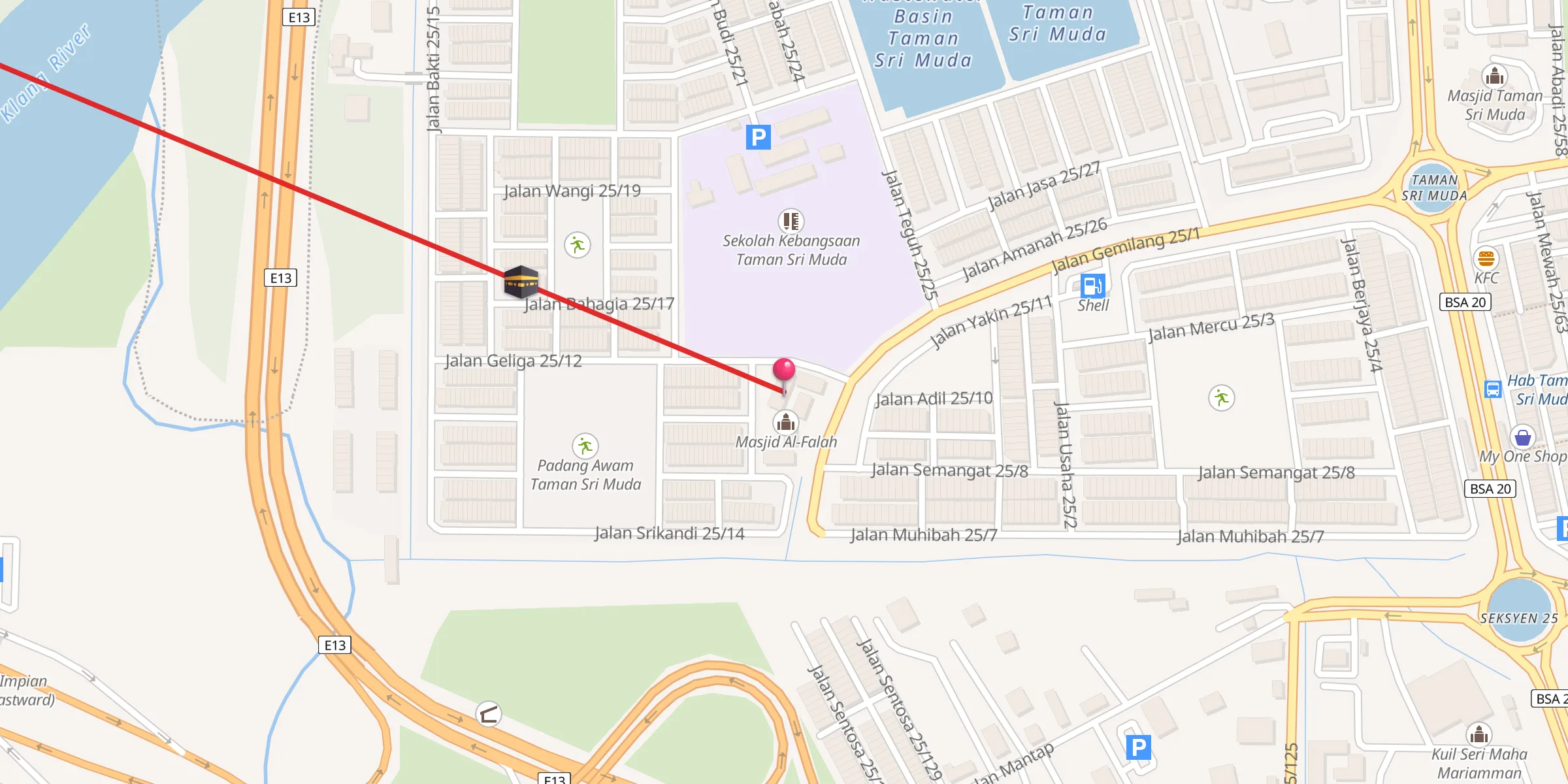 Carte de localisation : Masjid Al-Falah Taman Sri Muda