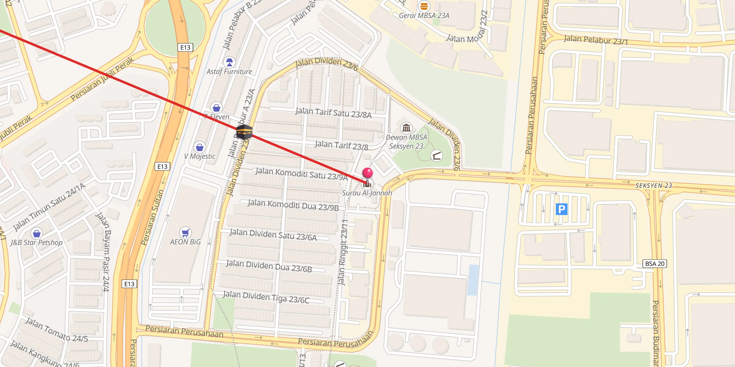 Carte de localisation : Surau Al-Jannah