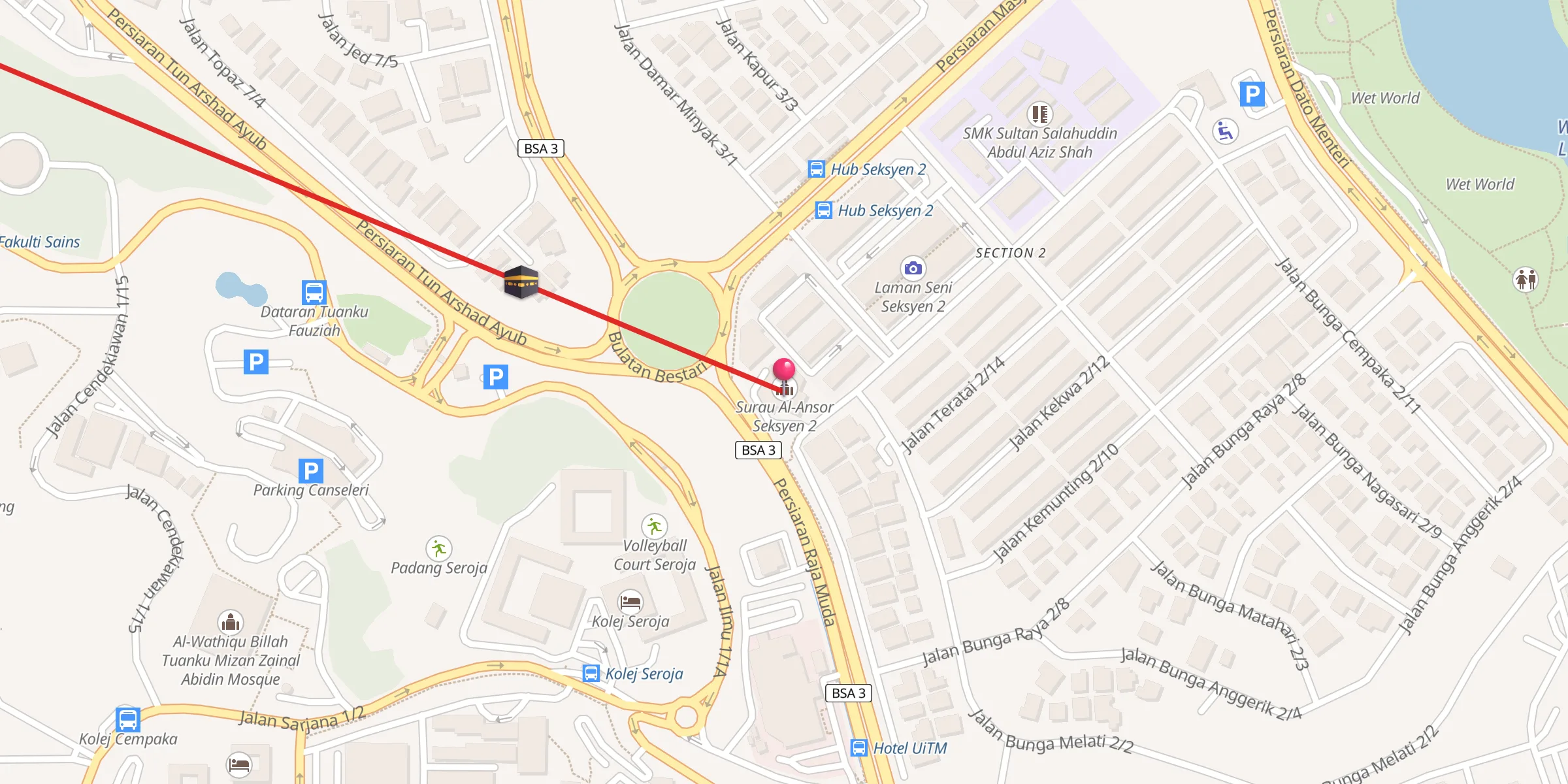 Carte de localisation : Surau Al-Ansor Seksyen 2