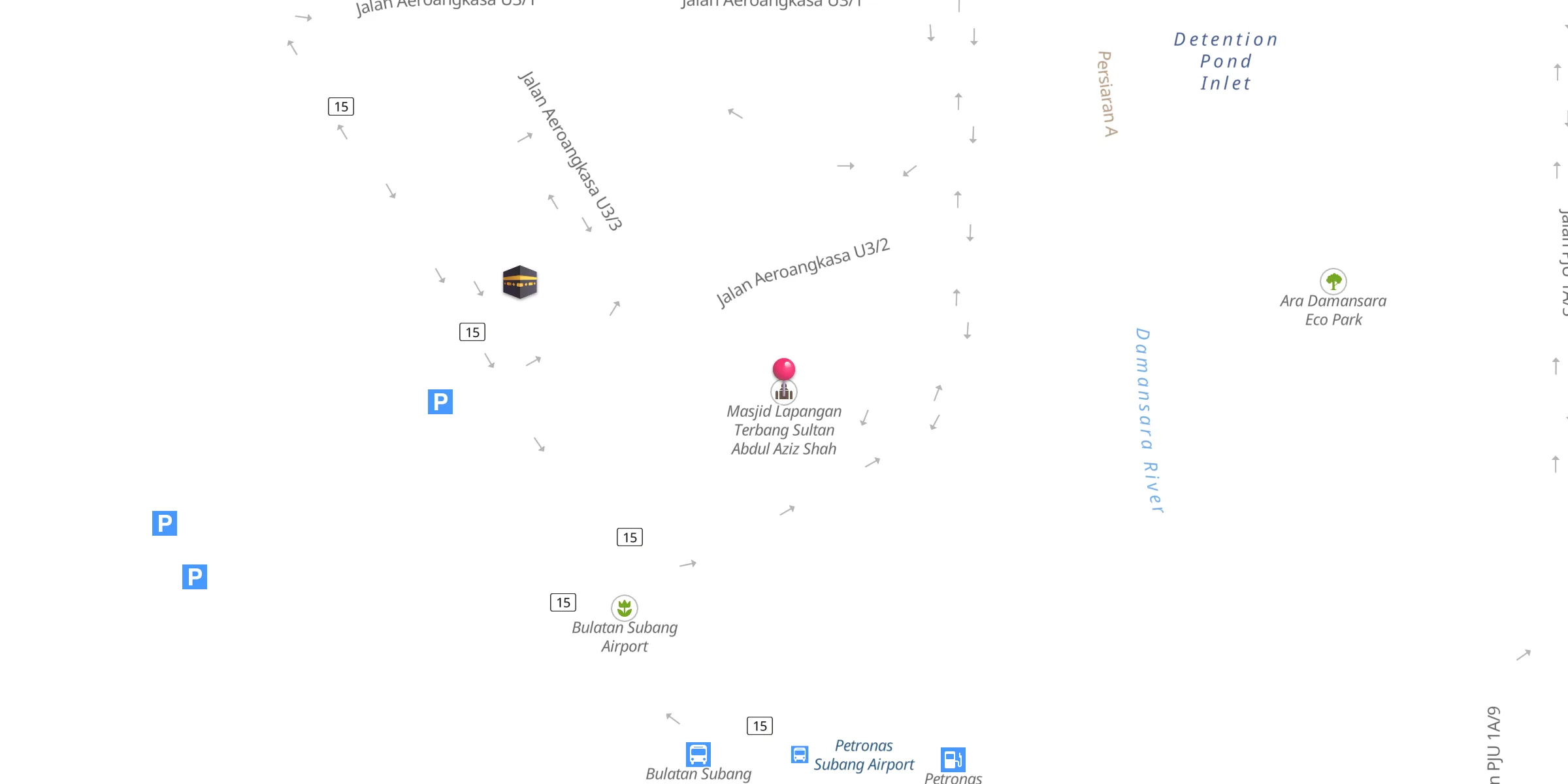 Carte de localisation : Masjid Lapangan Terbang Sultan Abdul Aziz Shah