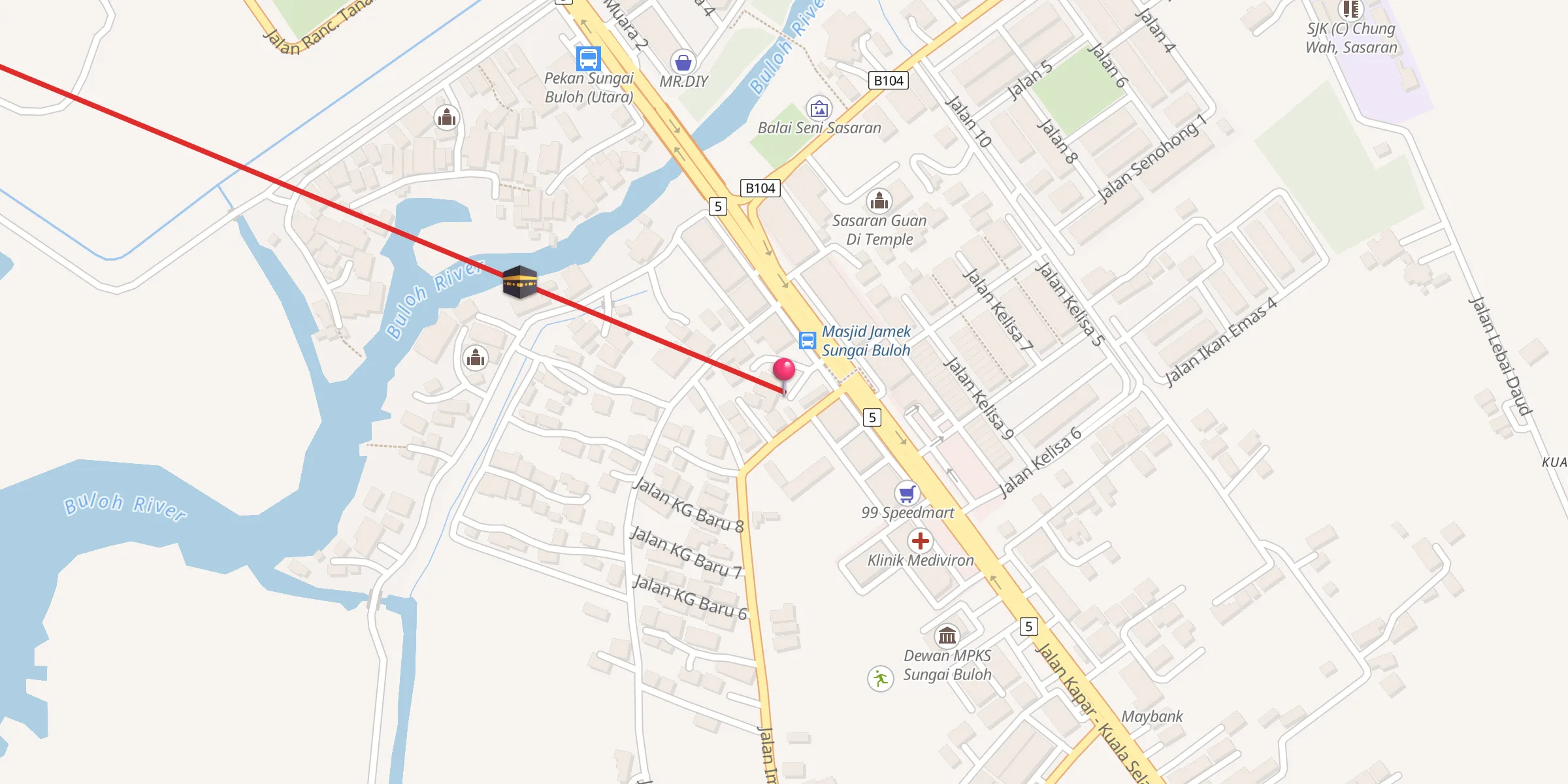 Carte de localisation : Masjid Jamik Pekan Sungai Buloh