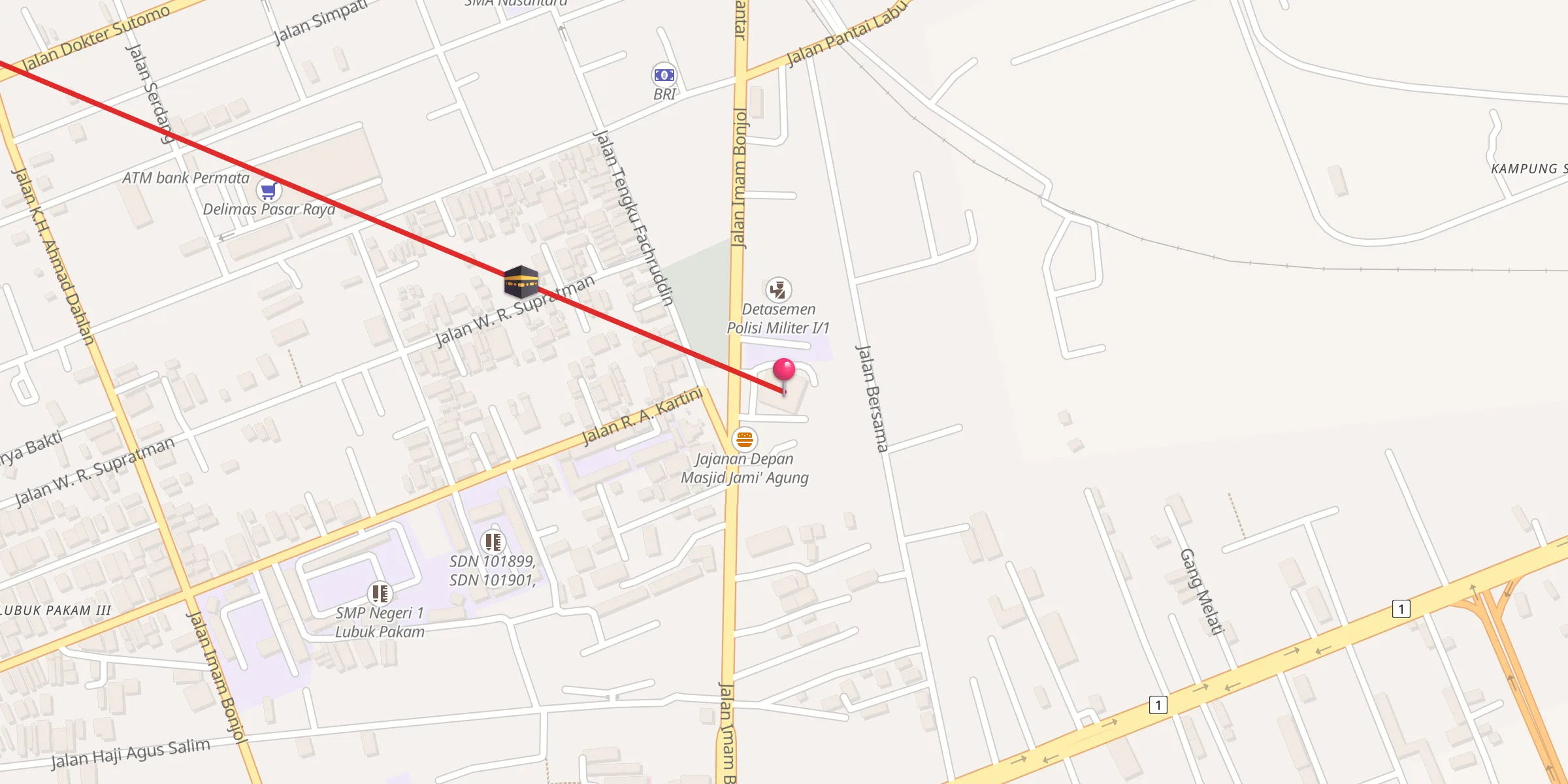 Carte de localisation : Masjid Jami' Agung Lubuk Pakam