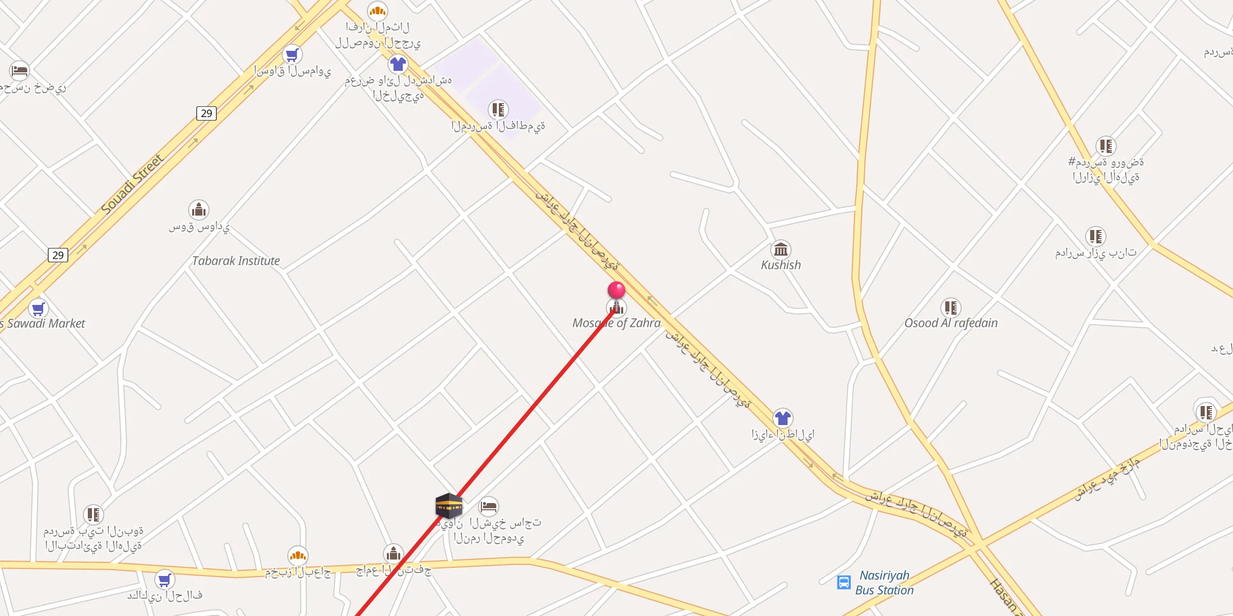 Carte de localisation : جامع الزهراء/حجي طوينة