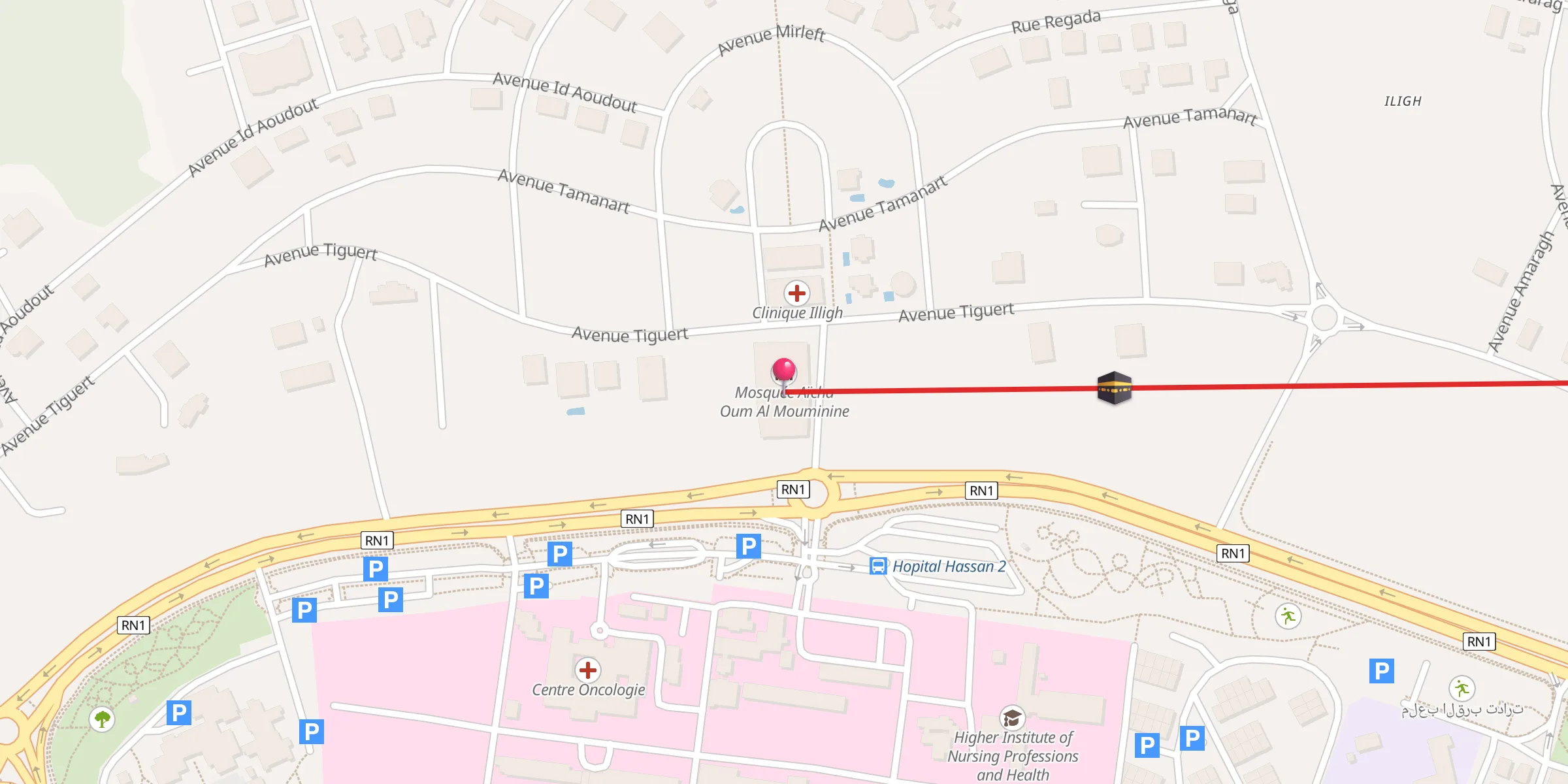 Carte de localisation : مسجد السيدة عائشة أم المؤمنين