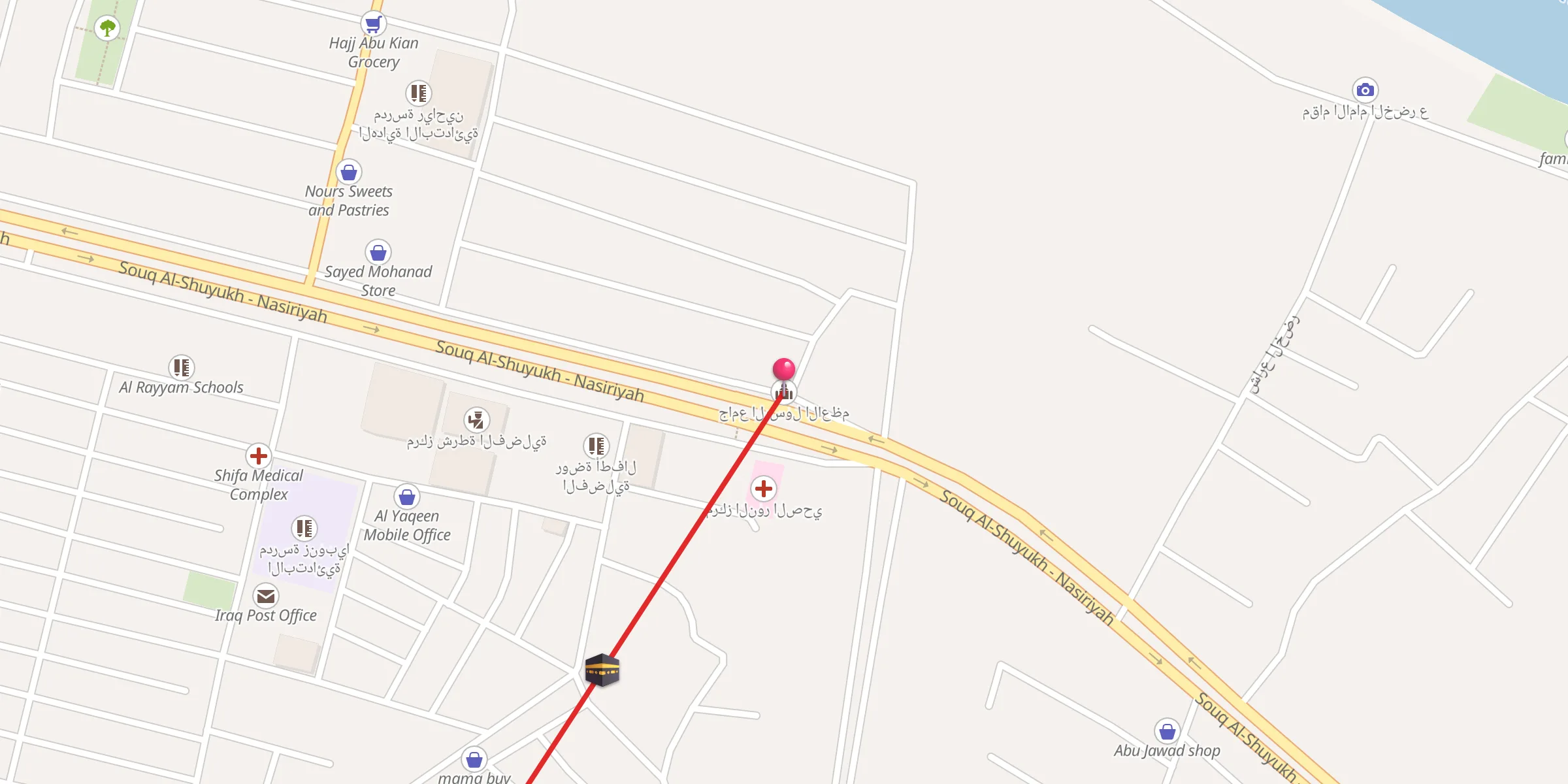 Carte de localisation : جامع الرسول الاعظم