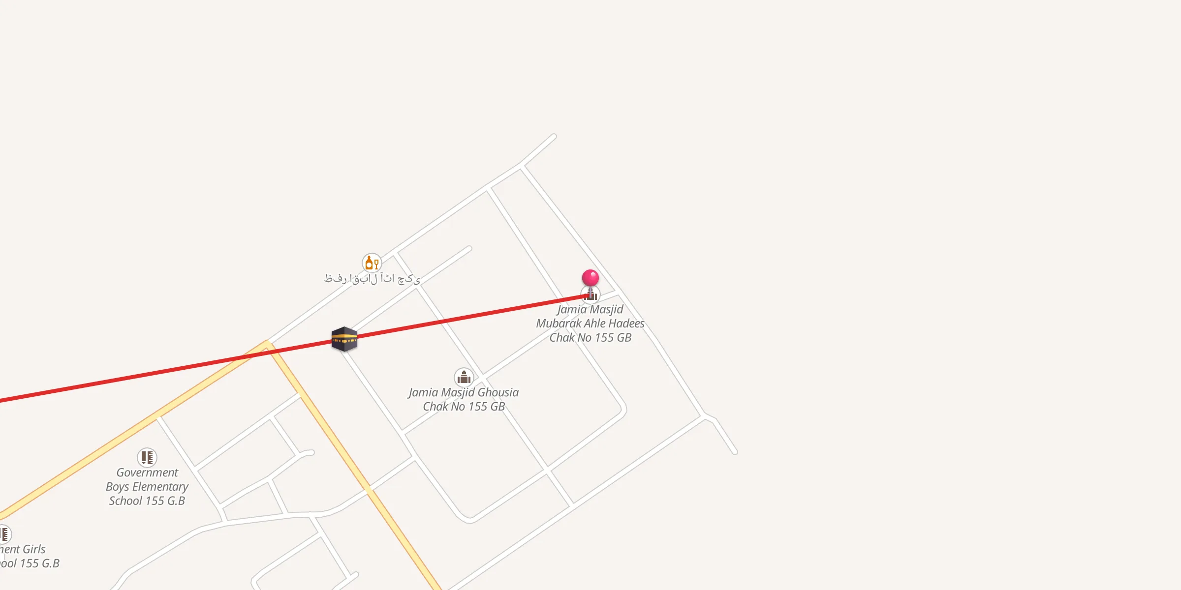 Carte de localisation : جامعہ مسجد مبارک اہلحدیث چک نمبر 155 گ ب