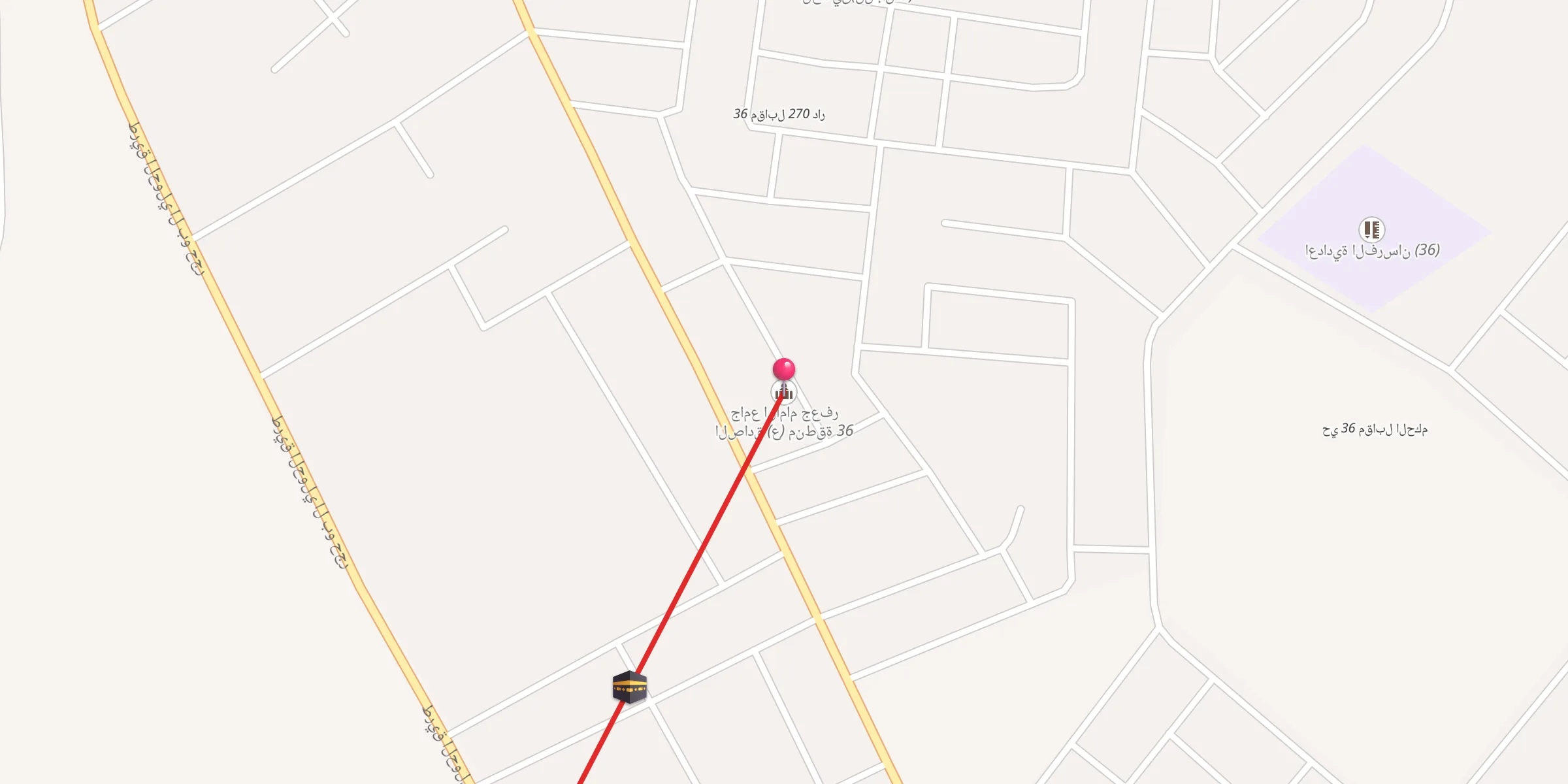 Carte de localisation : جامع الامام جعفر الصادق (ع) منطقة 36