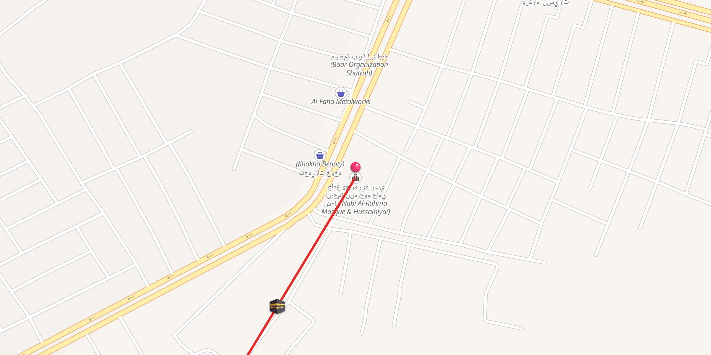 Carte de localisation : جامع وحسنية نبي الرحمة للمرحوم حامي شمال Nabi Al-Rahma Mosque & Hussainiya()