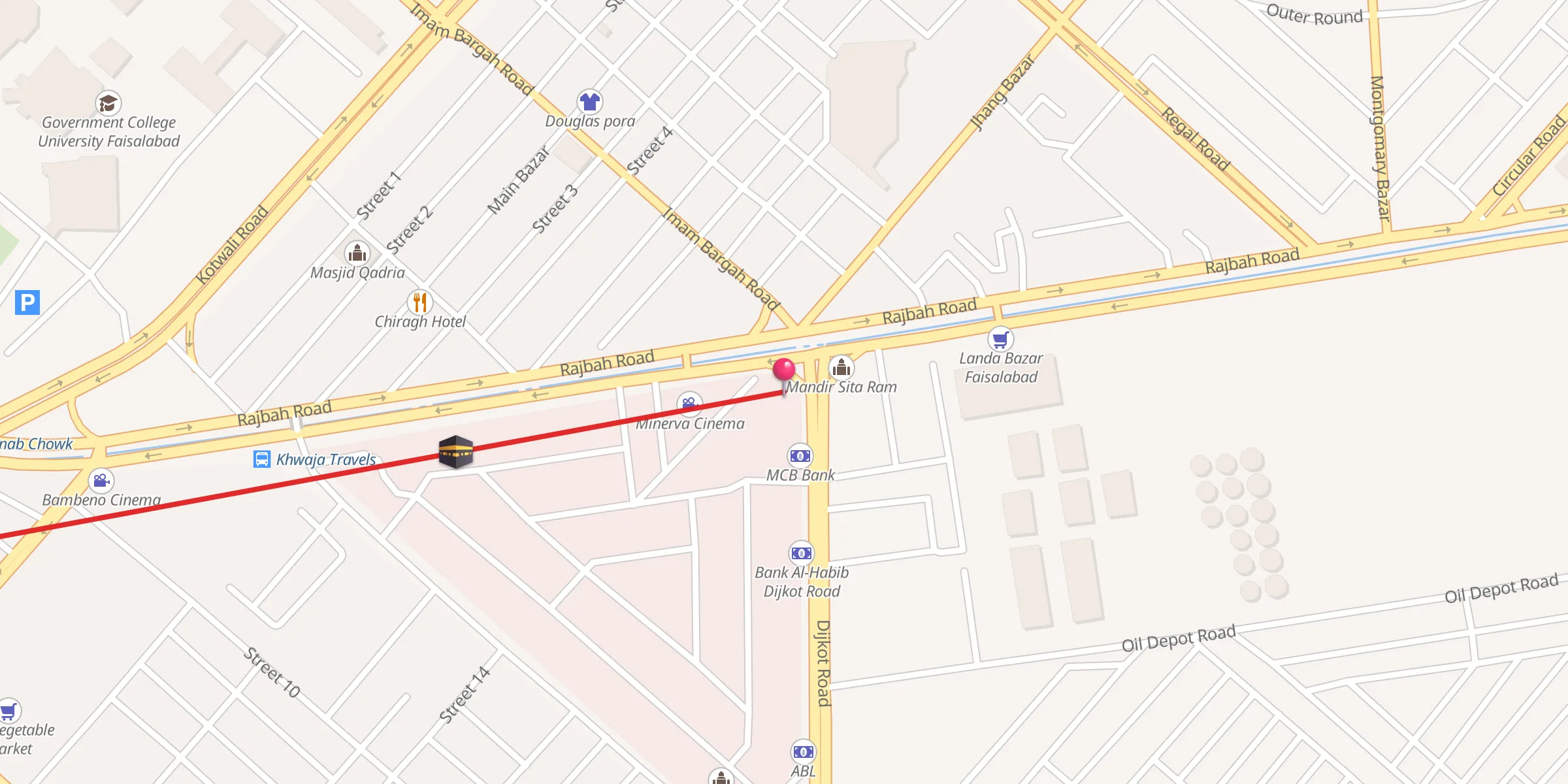 Carte de localisation : Jamay Masjid Jhang Bazar Chowk