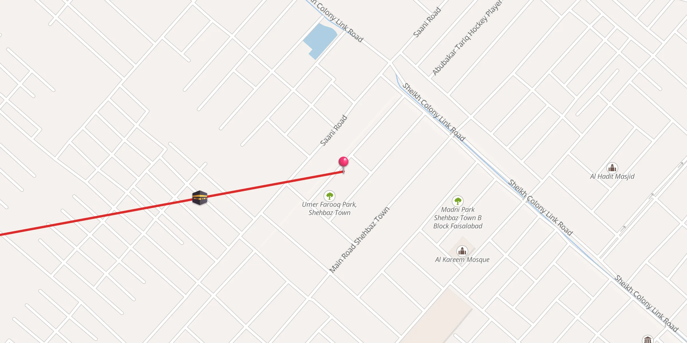 Carte de localisation : Abu Bakar Masjid Shehbaz Town B Block Faisalabad
