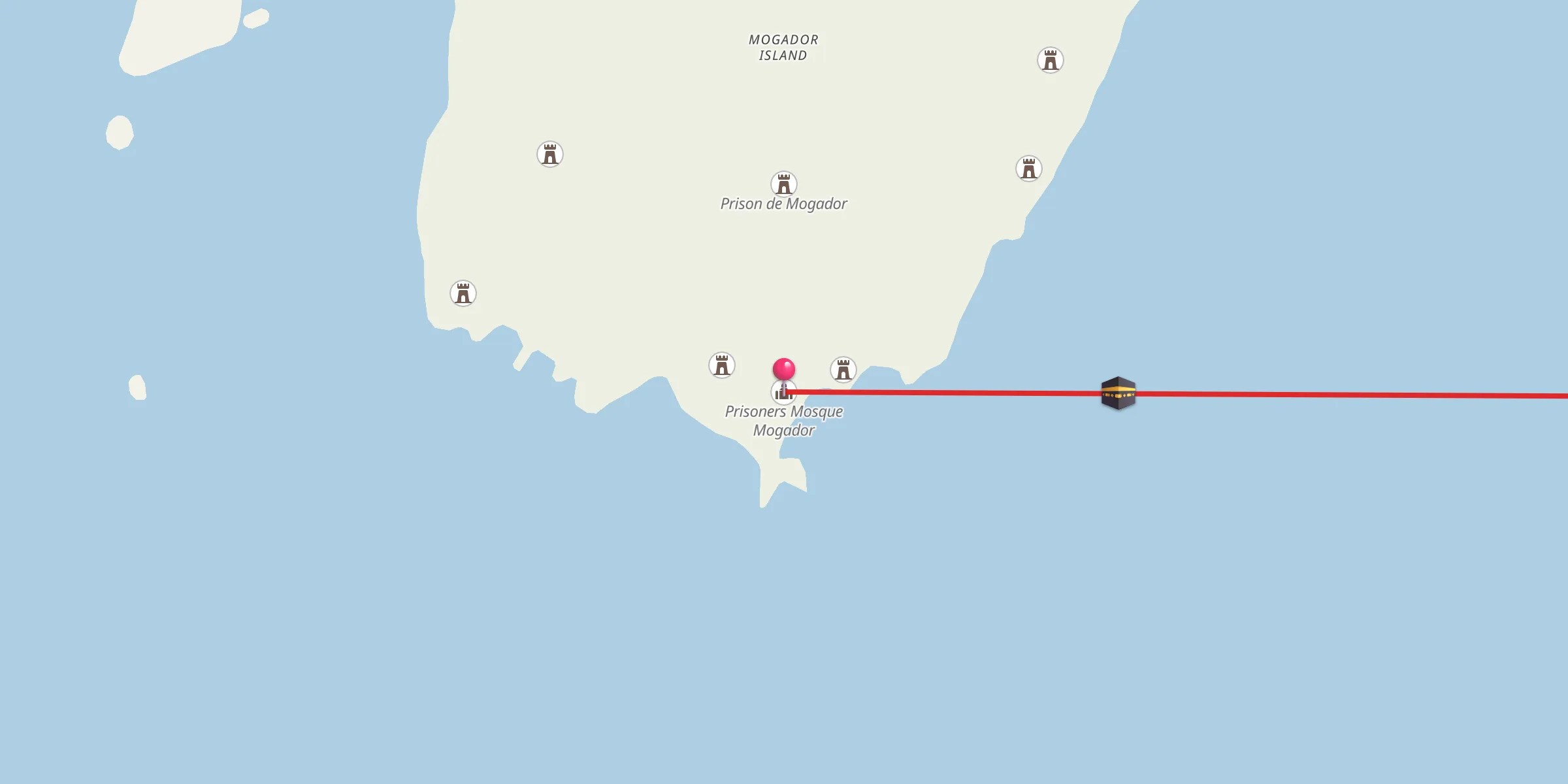 Carte de localisation : Mosquée de l'ile de Mogador مسجد جزيرة موكادور