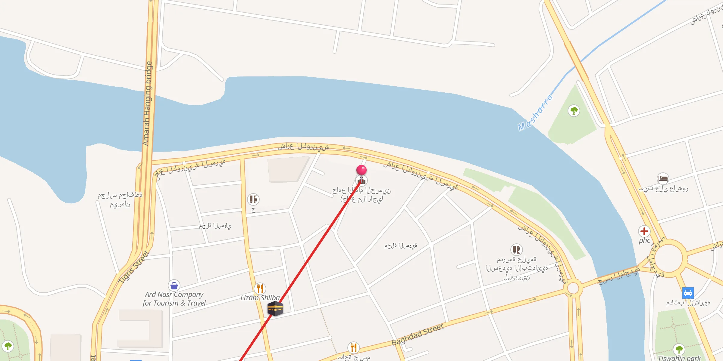 Carte de localisation : جامع الإمام الحسين (جامع ملا راجي)