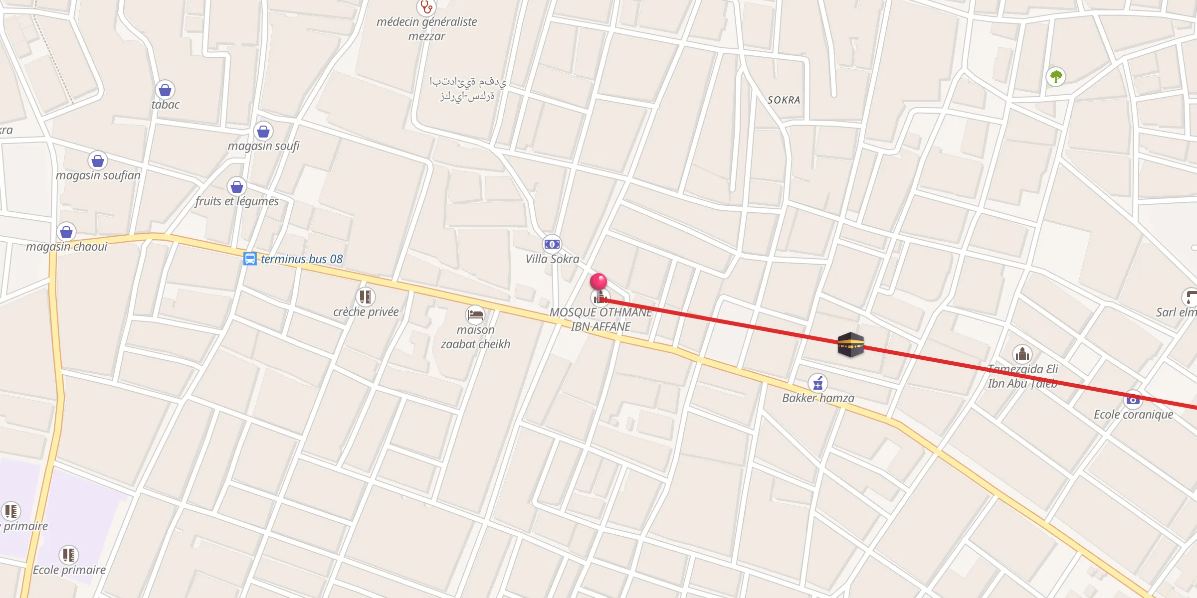 Carte de localisation : MOSQUE OTHMANE IBN AFFANE