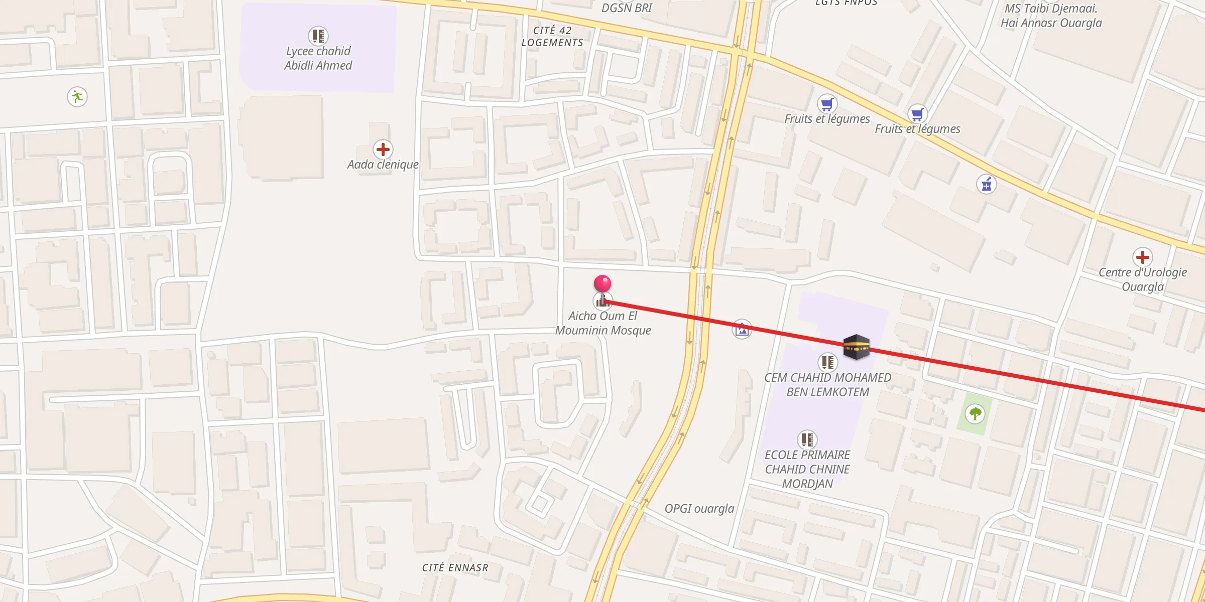 Carte de localisation : مسجد عائشة ام المؤمنين