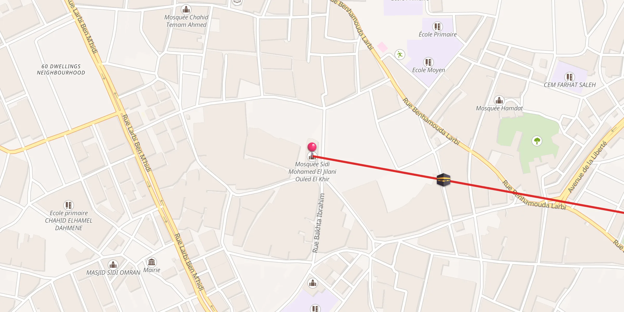 Carte de localisation : Mosquée Sidi Mohamed El Jilani Ouled El Khir