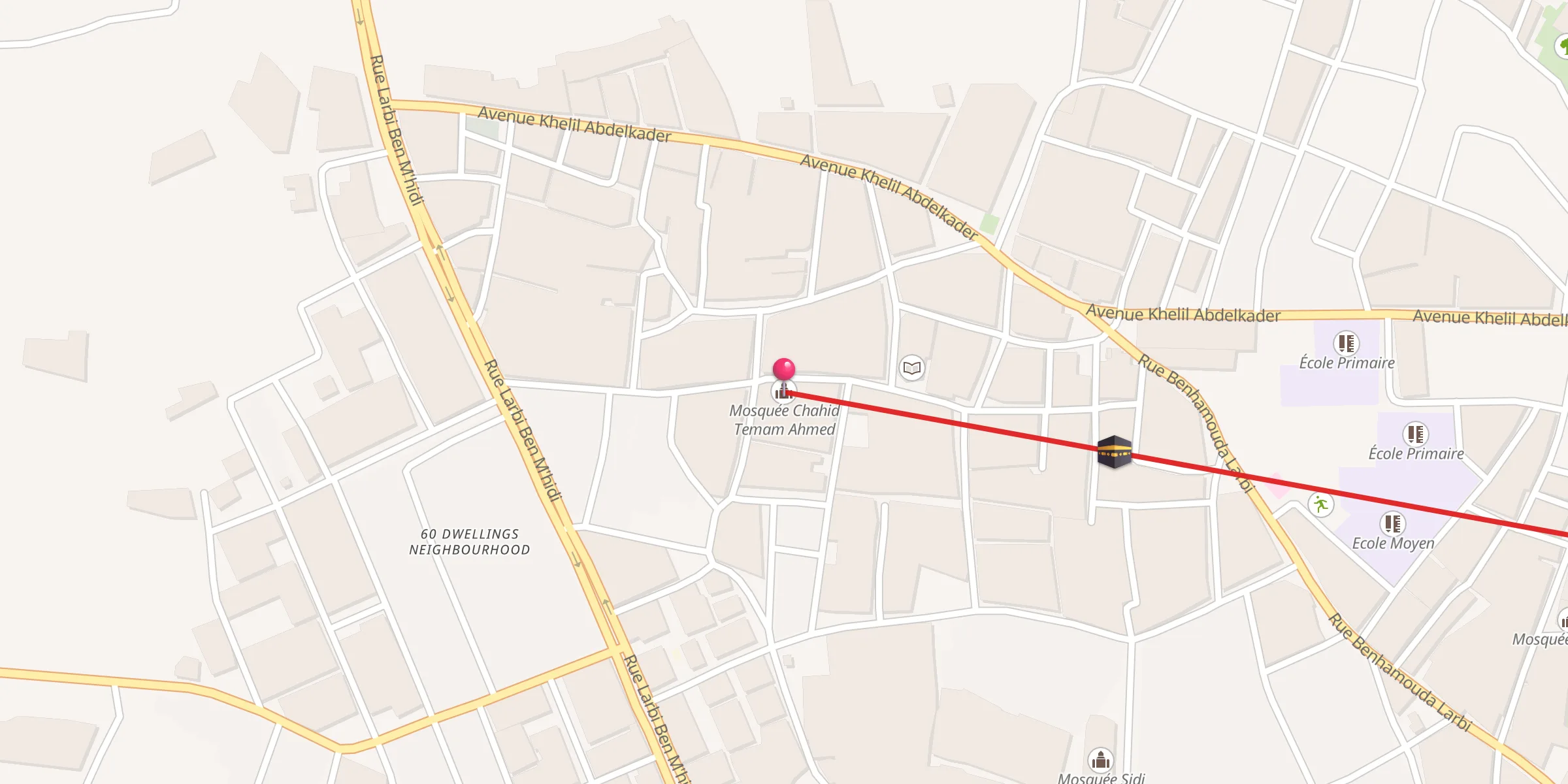 Carte de localisation : Mosquée Chahid Temam Ahmed