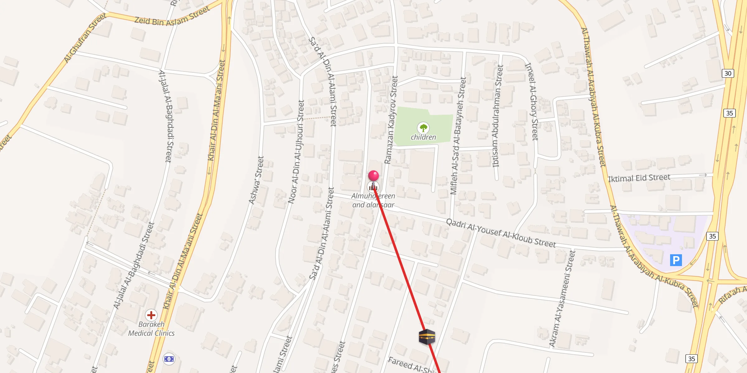 Carte de localisation : المهاجرين والأنصار