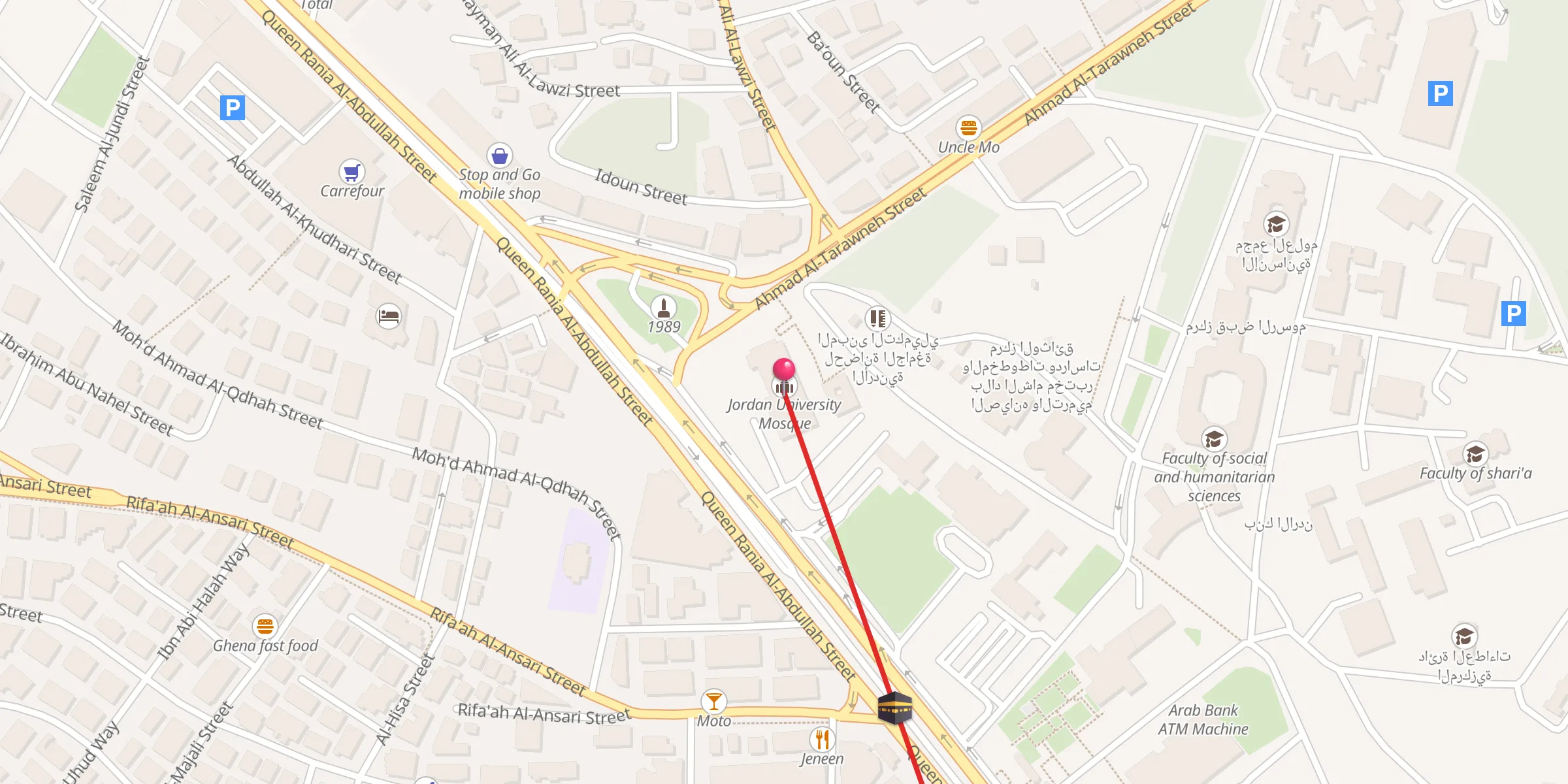 Carte de localisation : مسجد الجامعة الأردنية
