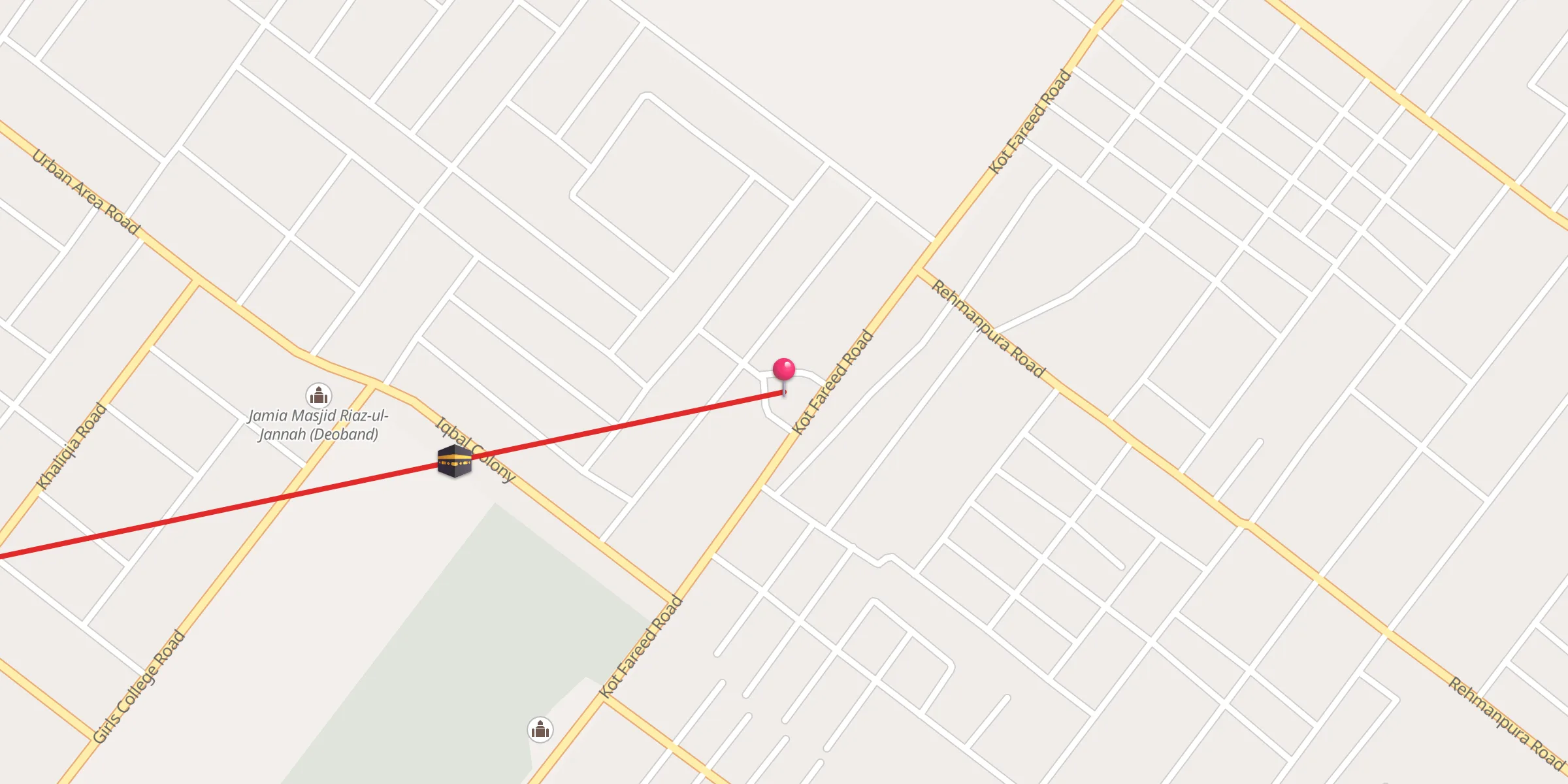 Carte de localisation : Usmania Masjid Kot Fareed Road (Deoband) عثمانیہ مسجد کوٹ فرید روڈ، دیوبند