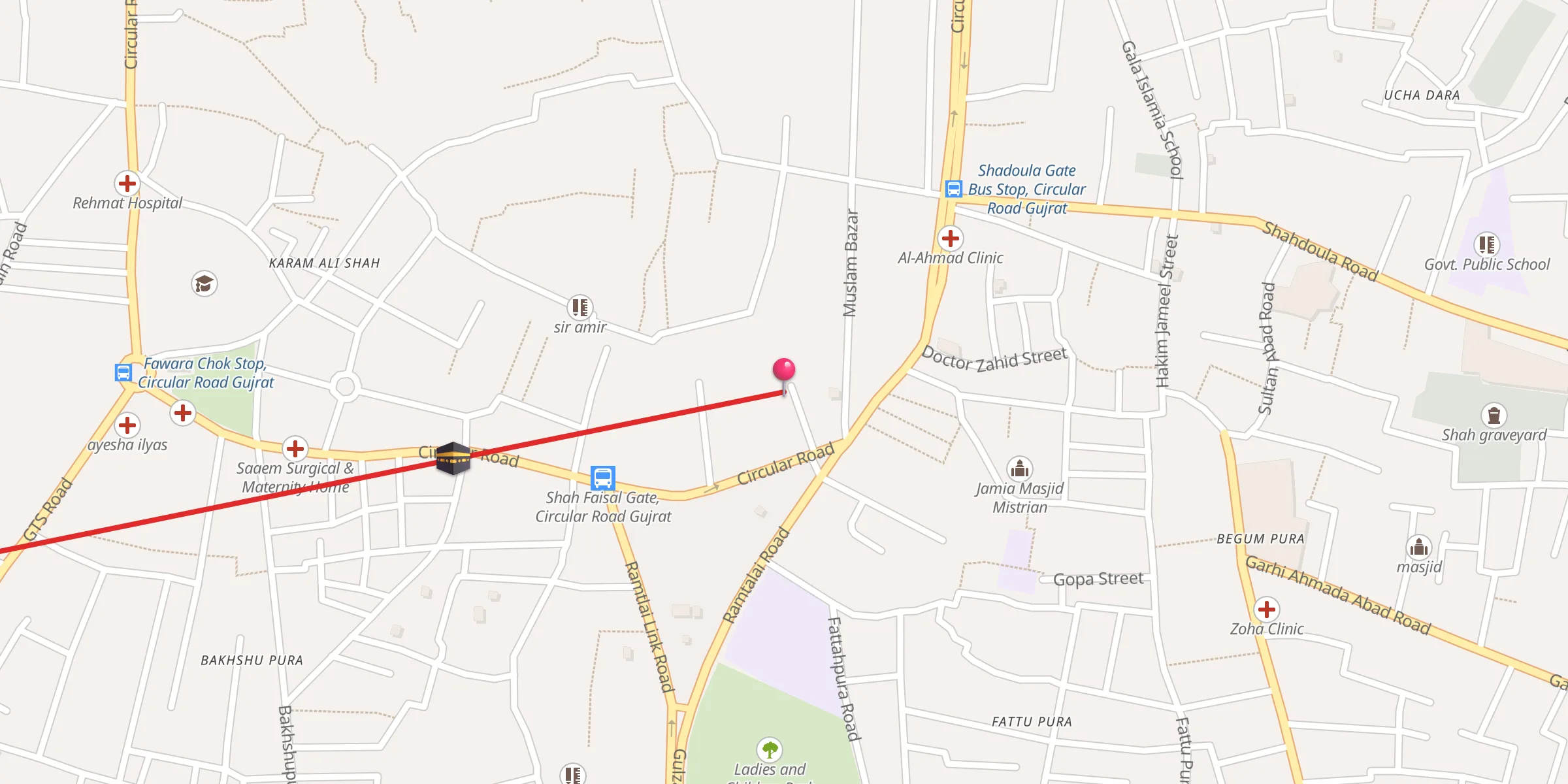 Carte de localisation : Jamia Masjid Bari Wali