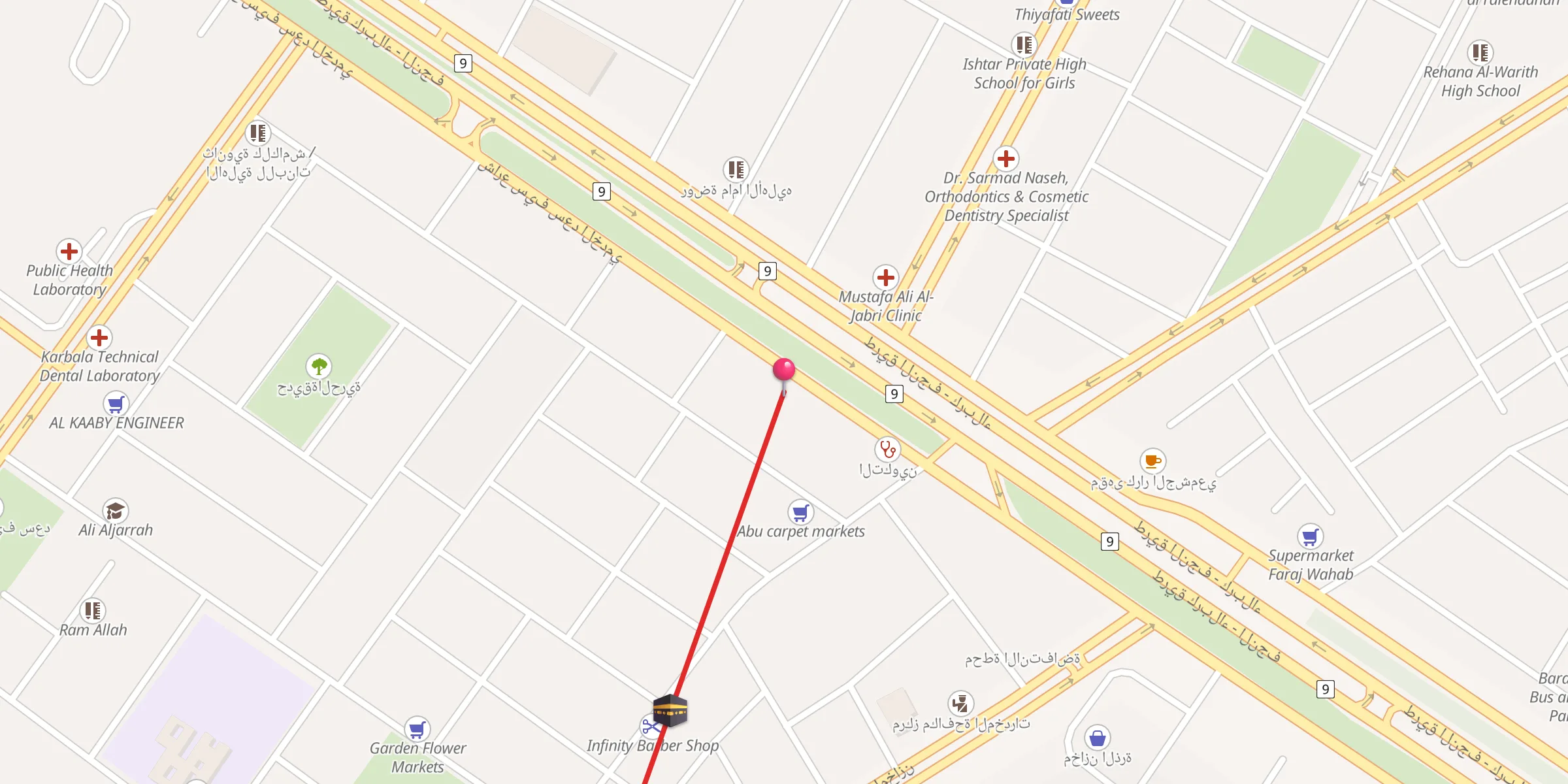 Carte de localisation : جامع الإمام الحسين