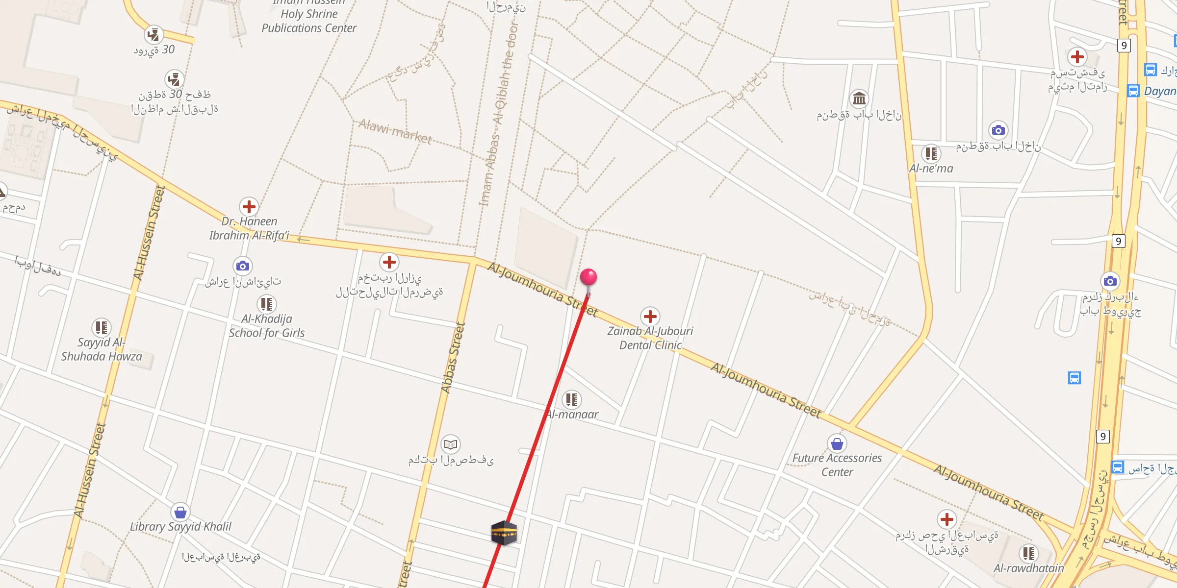 Carte de localisation : جامع الحسين عليه السلام