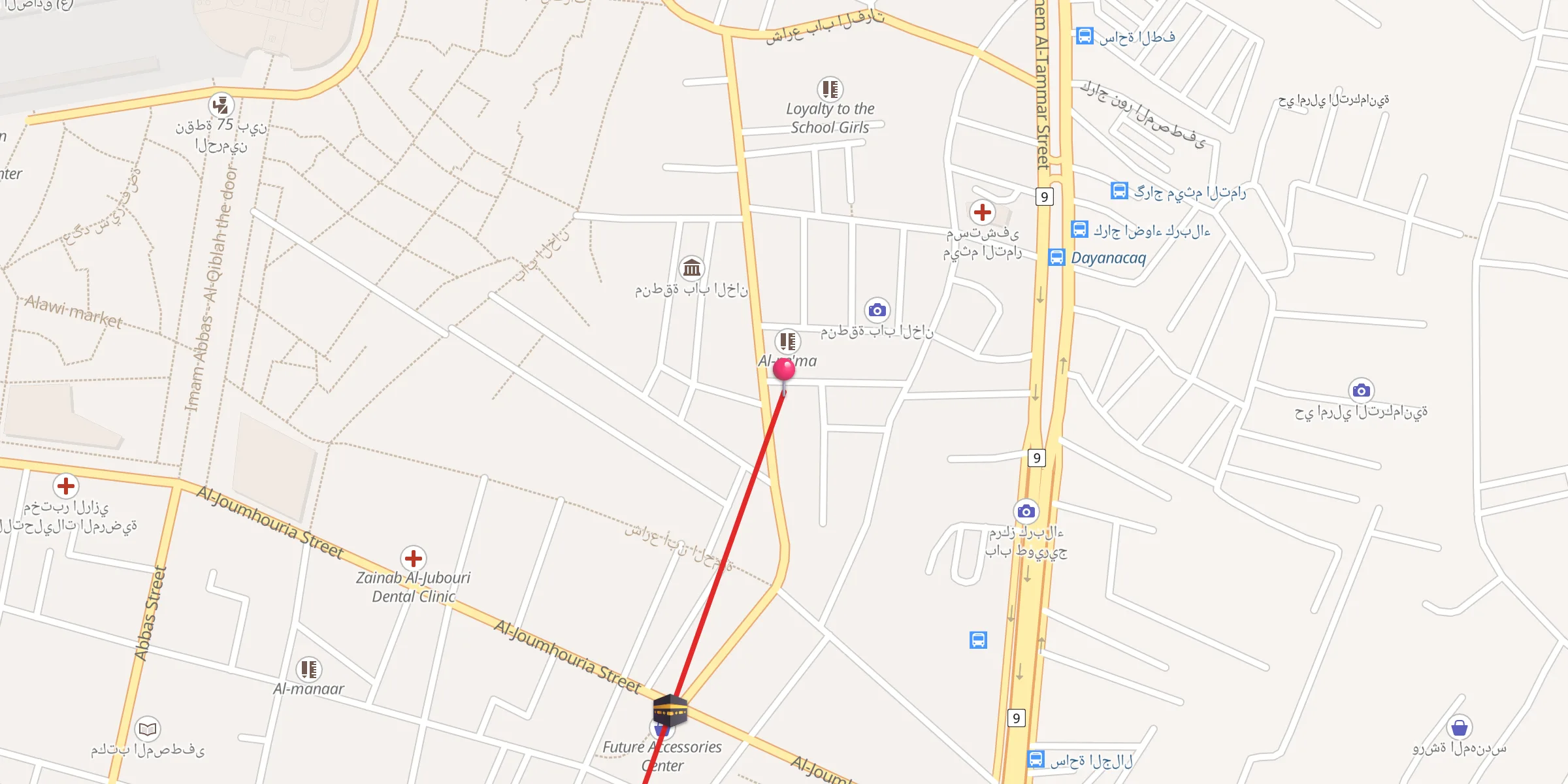 Carte de localisation : جامع الصادق عليه السلام