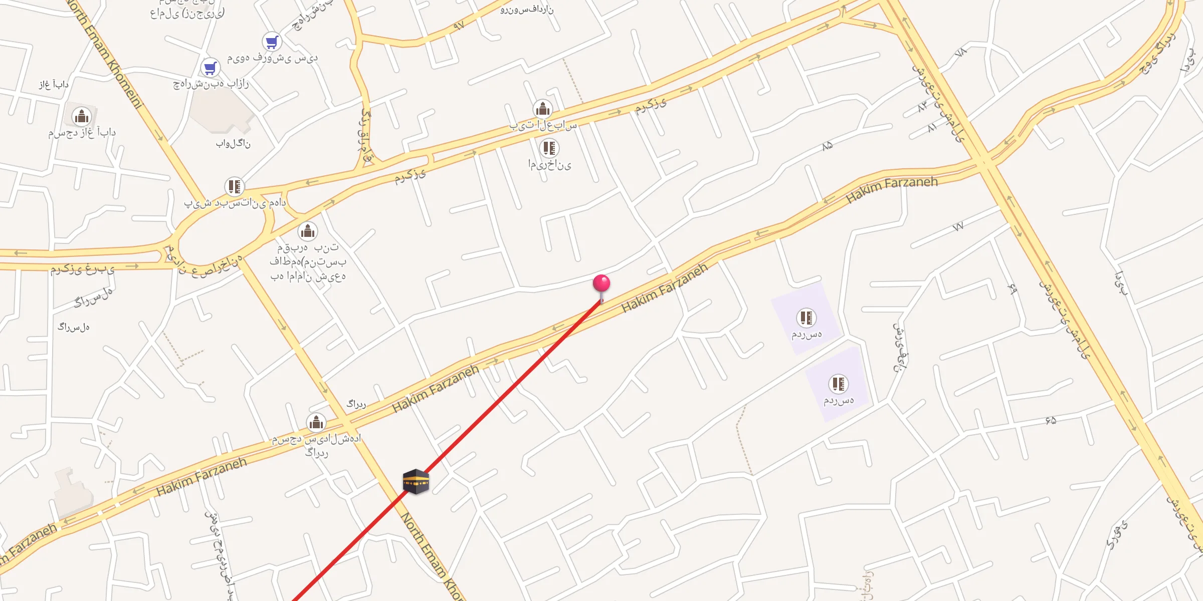 Carte de localisation : مسجد ابوالفضل پایین چاررو