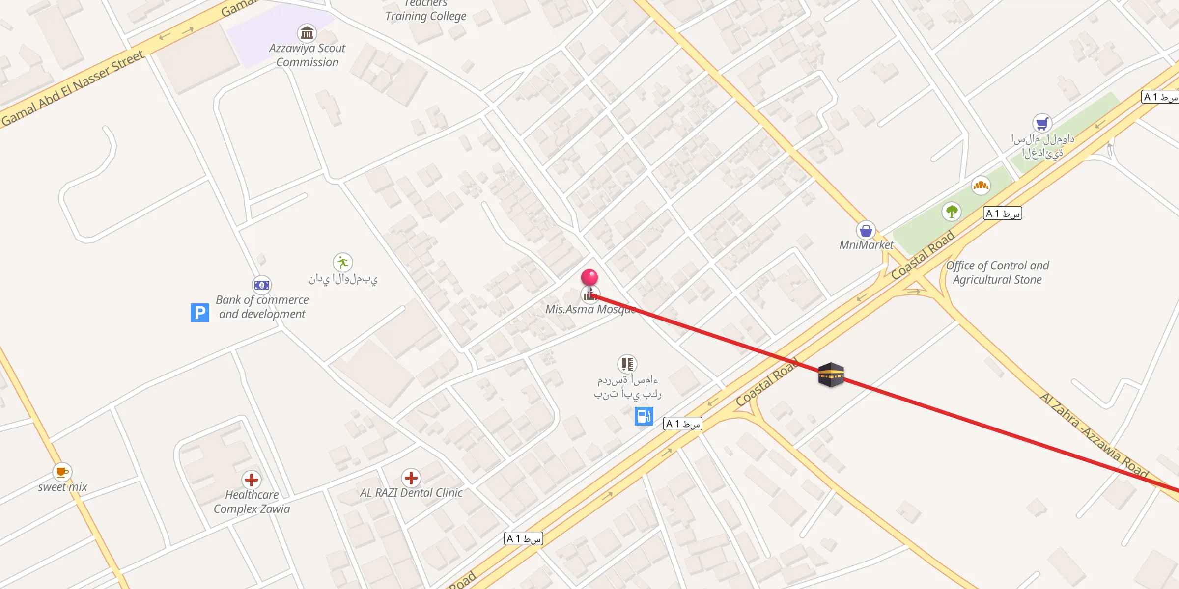 Carte de localisation : مسجد أسماء بنت أبي بكر