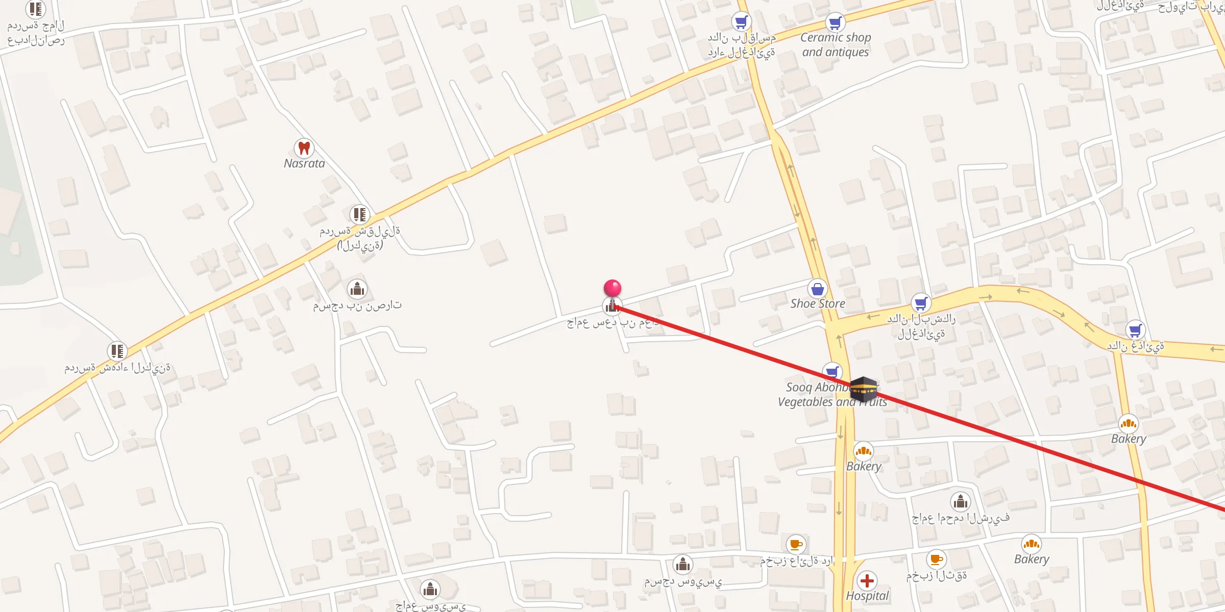 Carte de localisation : جامع سعد بن معاذ