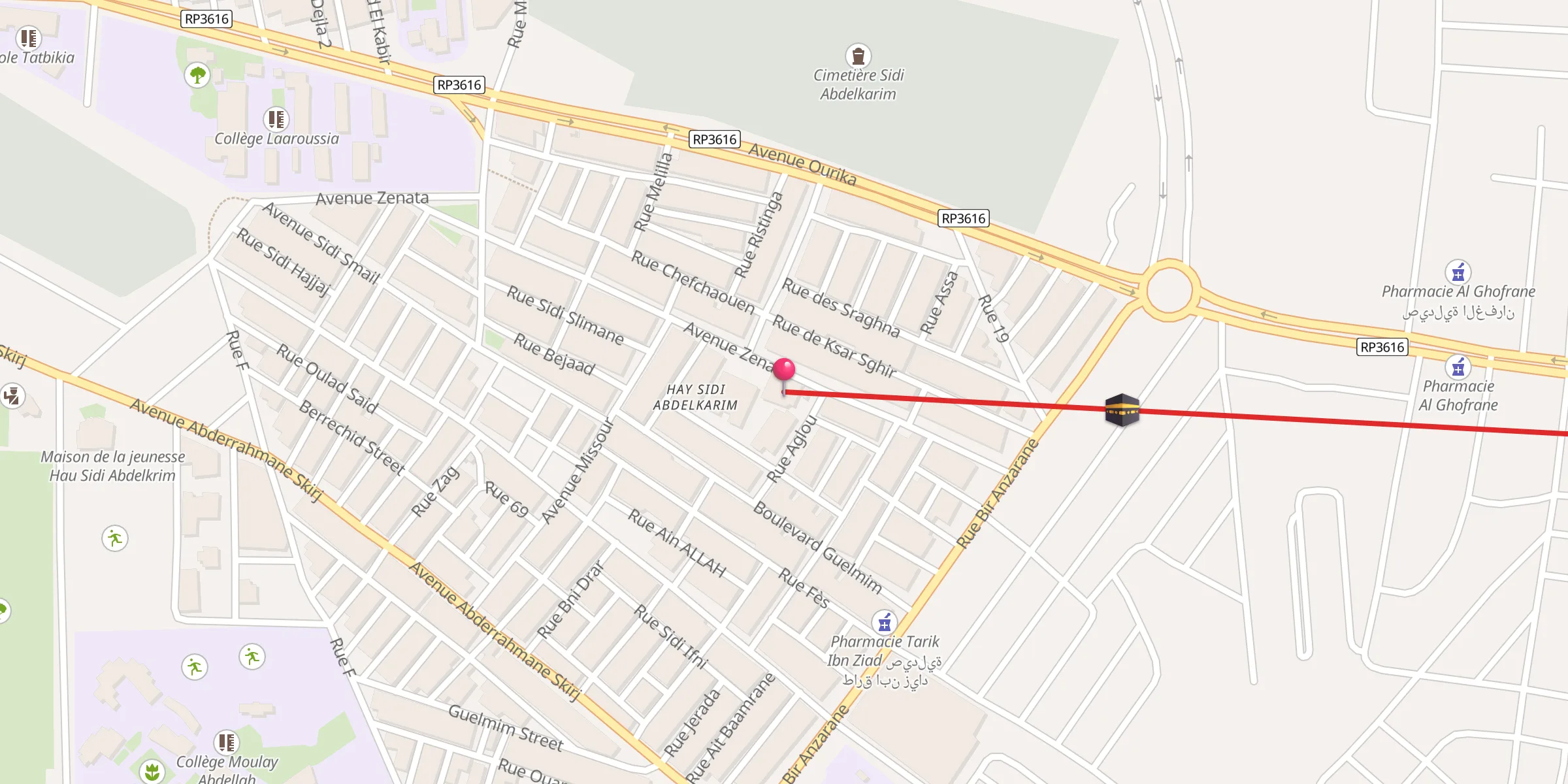 Carte de localisation : mosquée Hay Sidi Abdelkarim