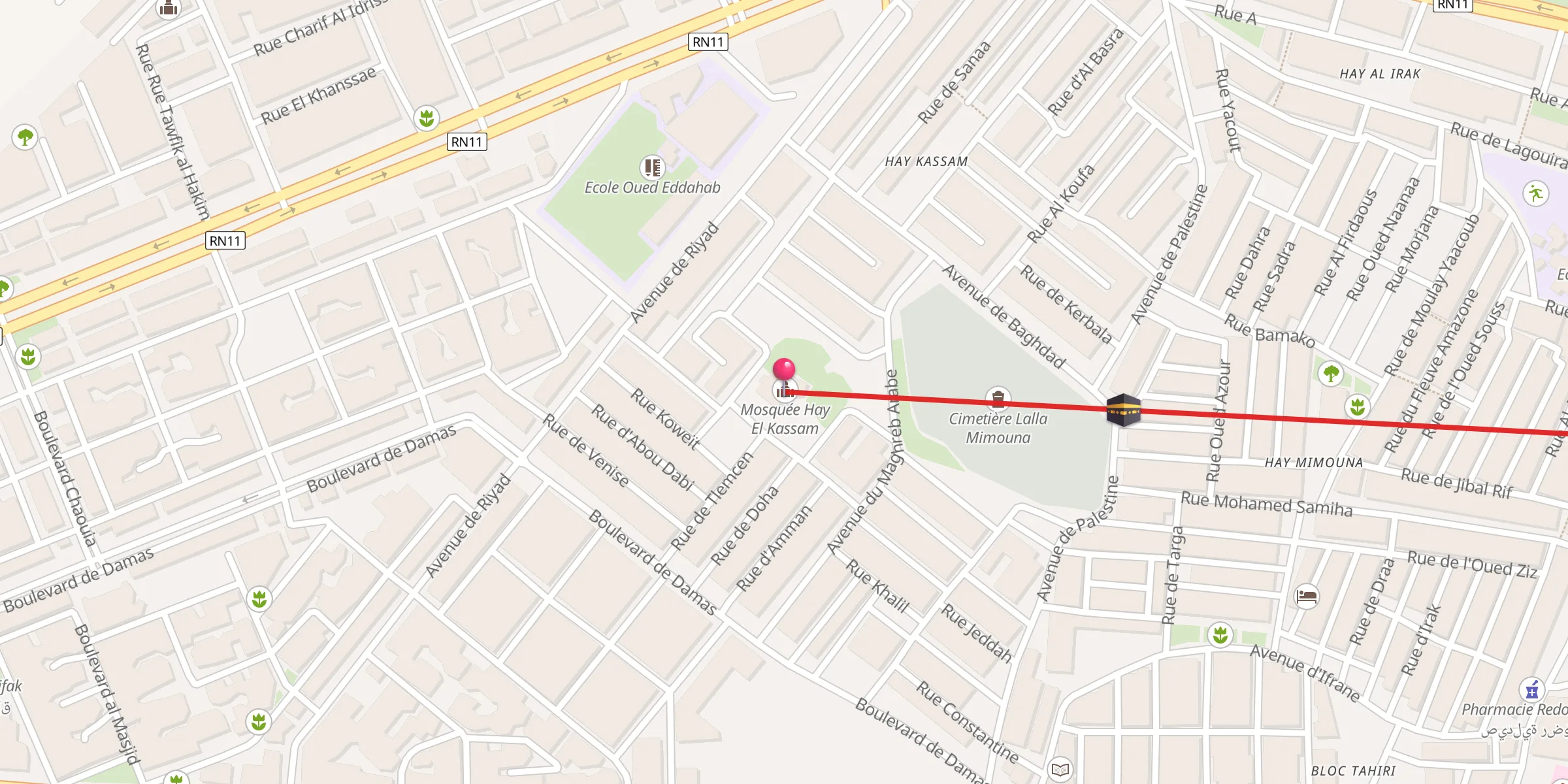Carte de localisation : Mosquée Hay El Kassam