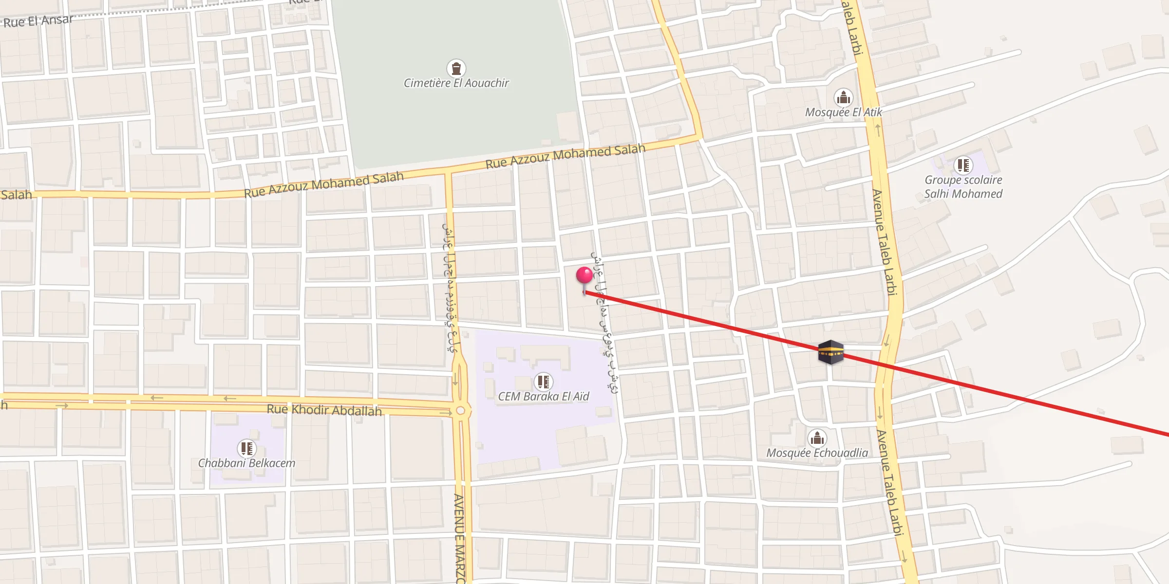 Carte de localisation : Mosquée Abou Bakr As-Siddiq