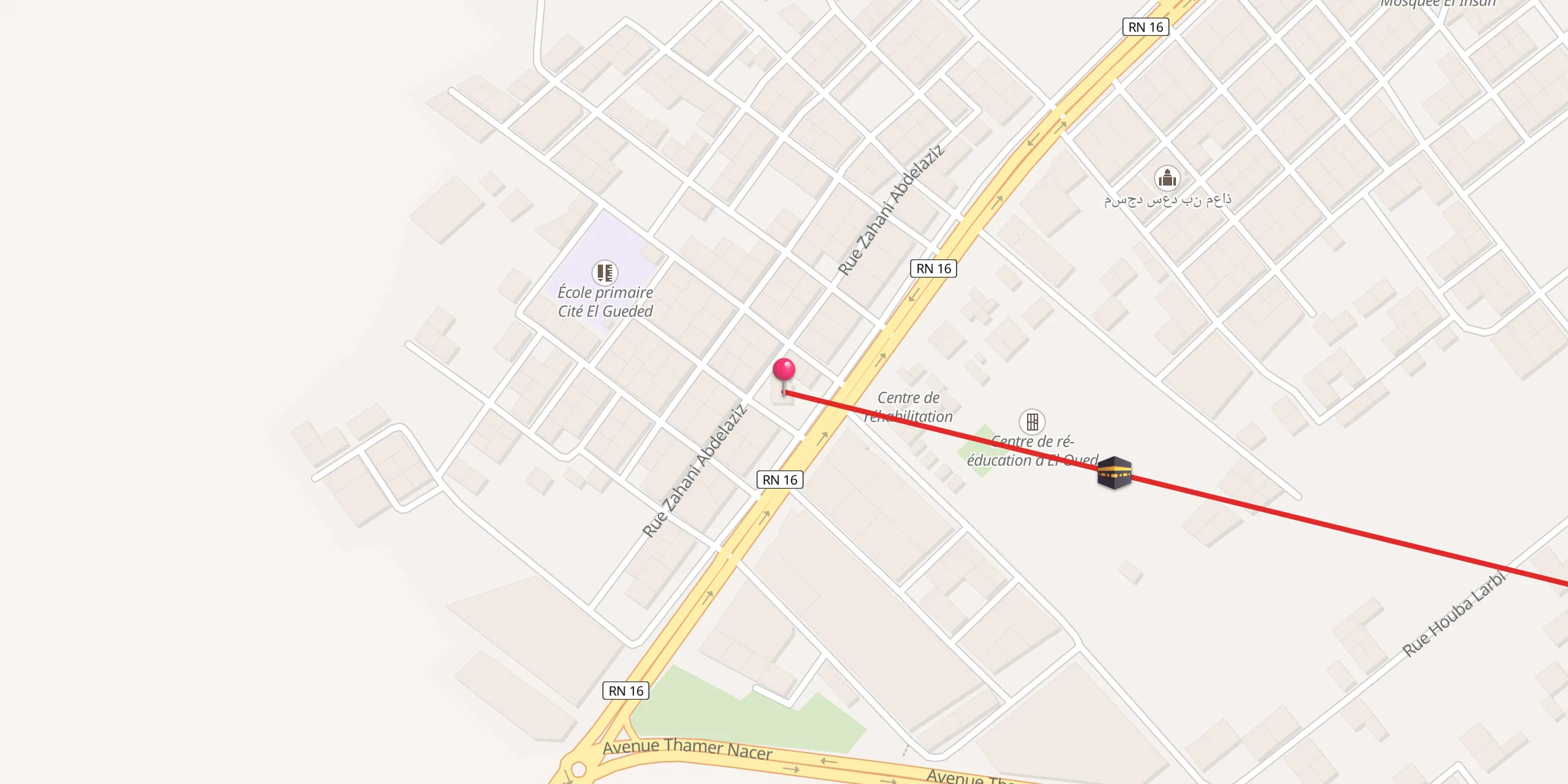 Carte de localisation : Mosquée El Ihssane (El Qods);مسجد الإحسان بالقدد