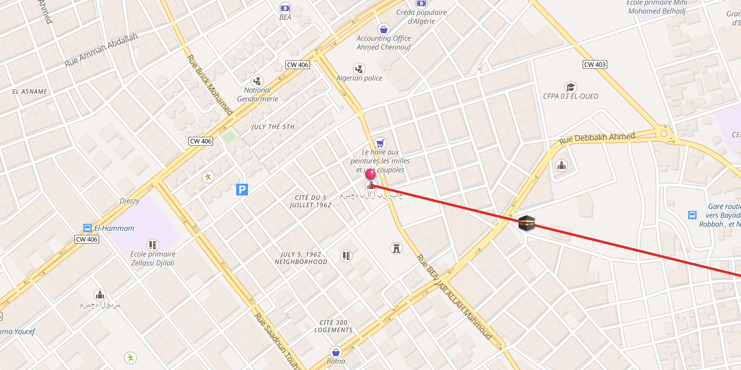 Carte de localisation : Mosquée Bilal Ben Rabah;مسجد بلال بن رباح