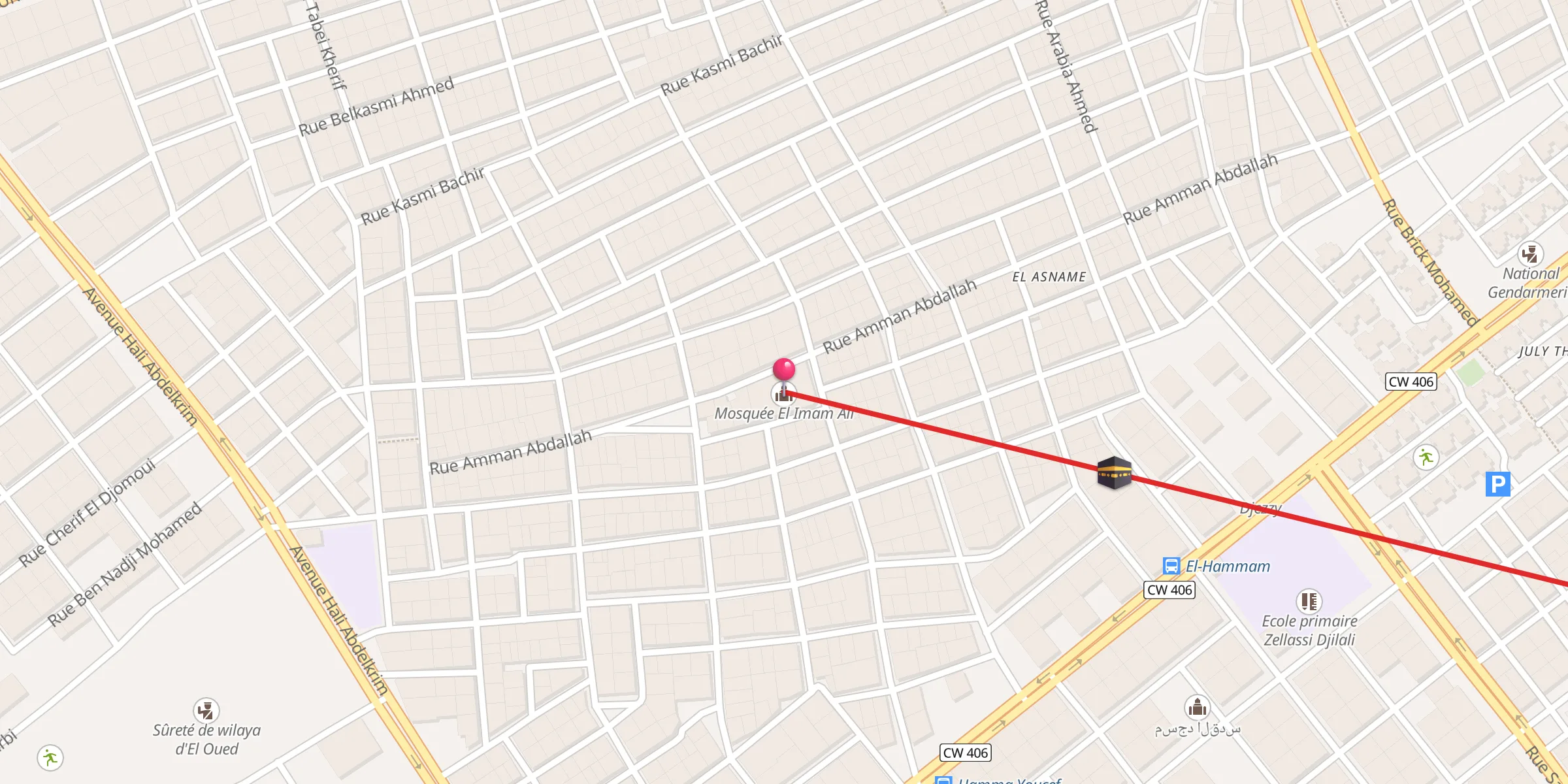Carte de localisation : Mosquée El Imam Ali,مسجد الإمام علي