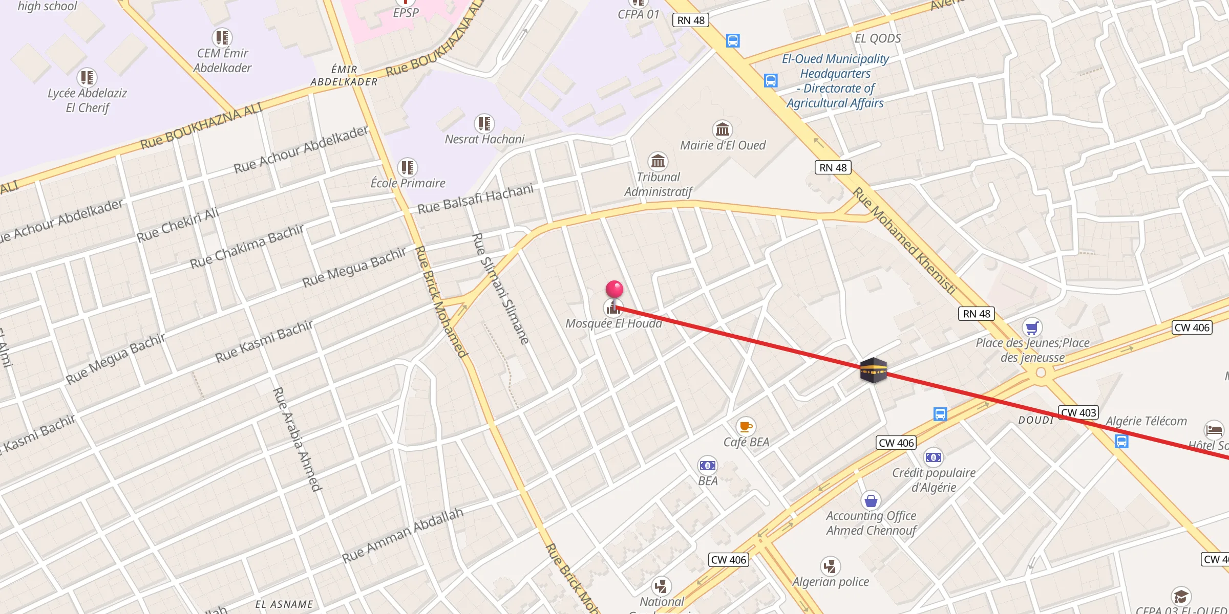 Carte de localisation : Mosquée El Houda;مسجد الهـــــــدى