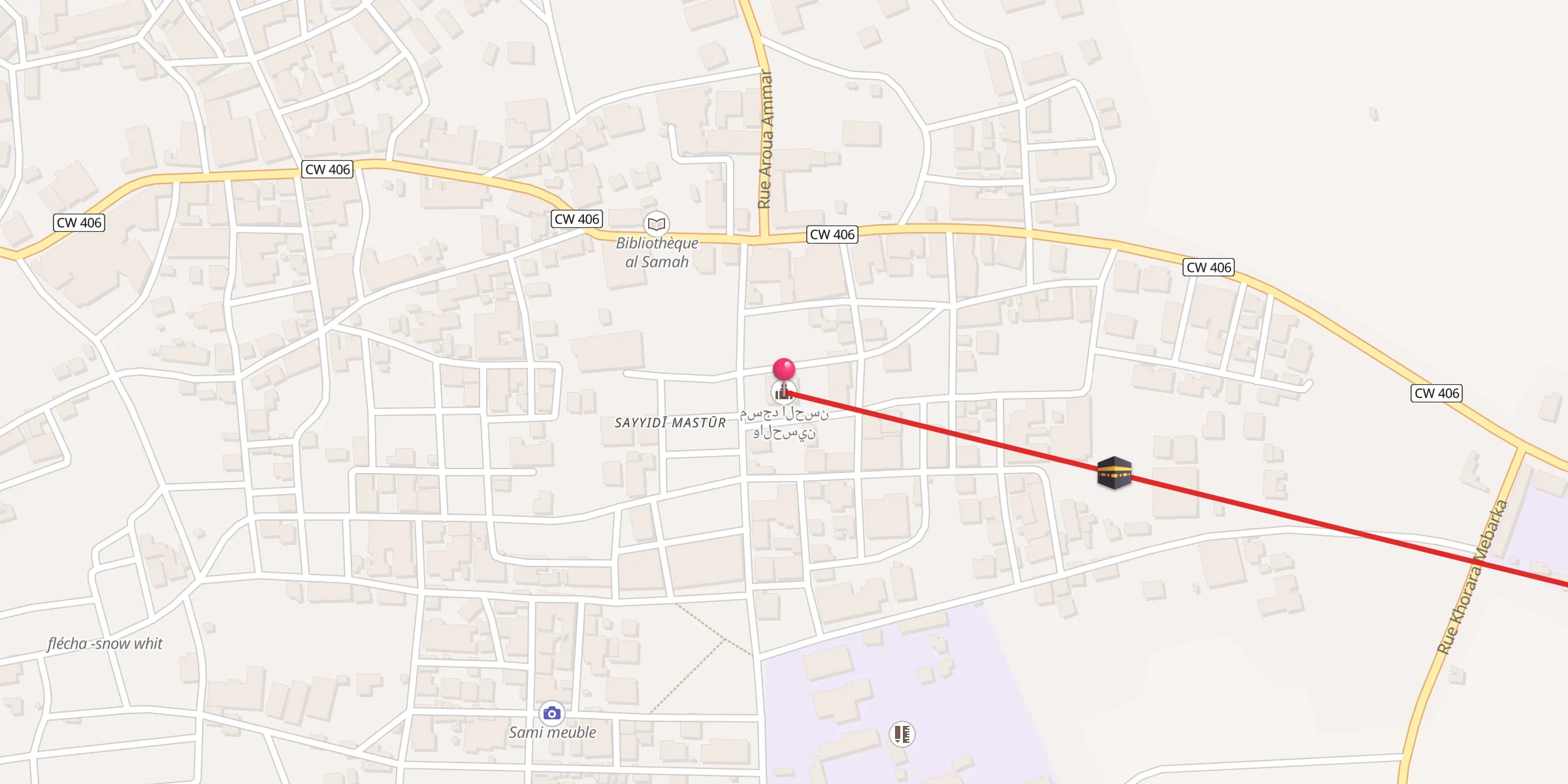 Carte de localisation : Mosquée El Hassan et El Hussein;مسجد الحسن والحسين