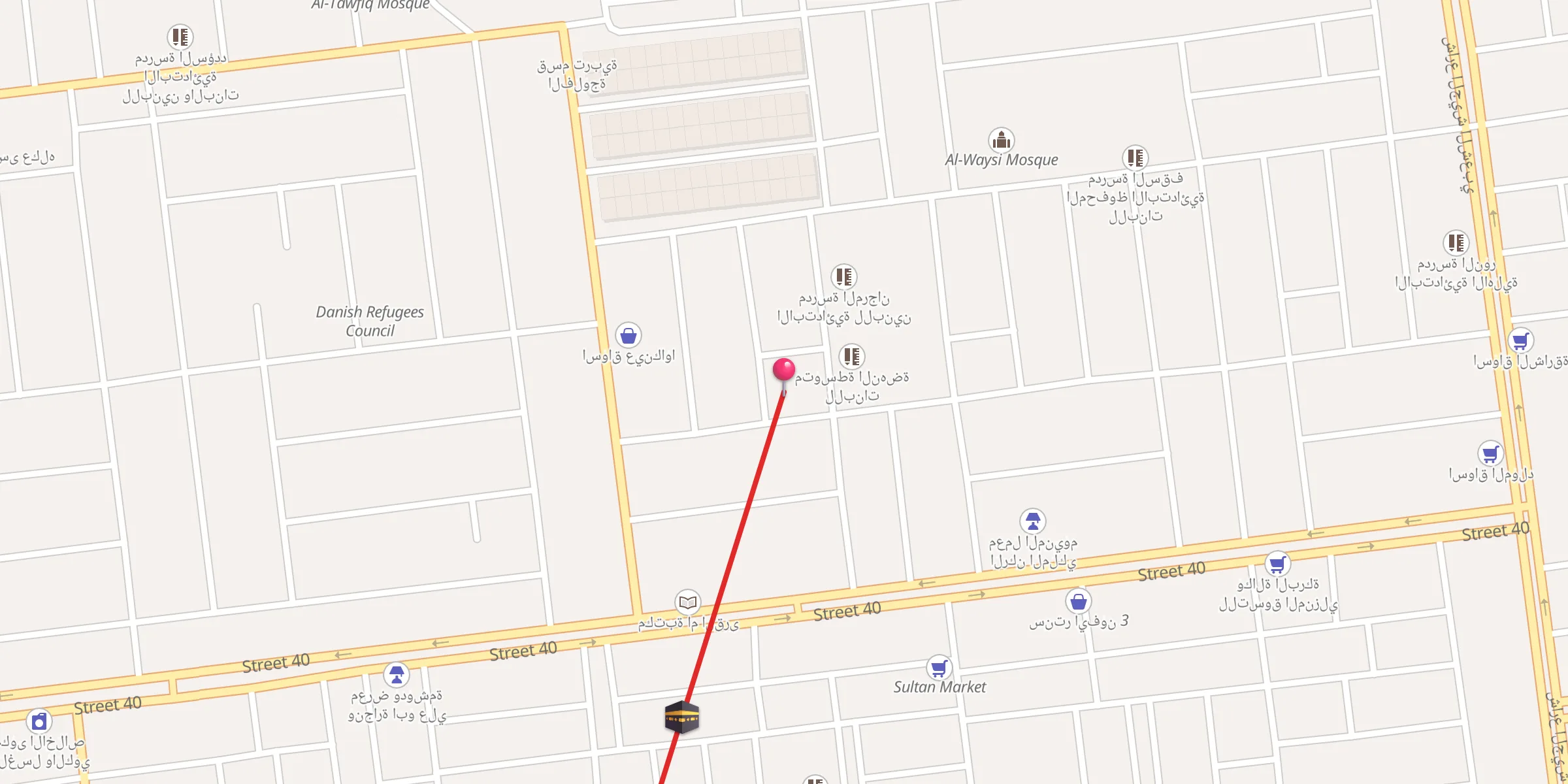 Carte de localisation : جامع سعد بن معاذ