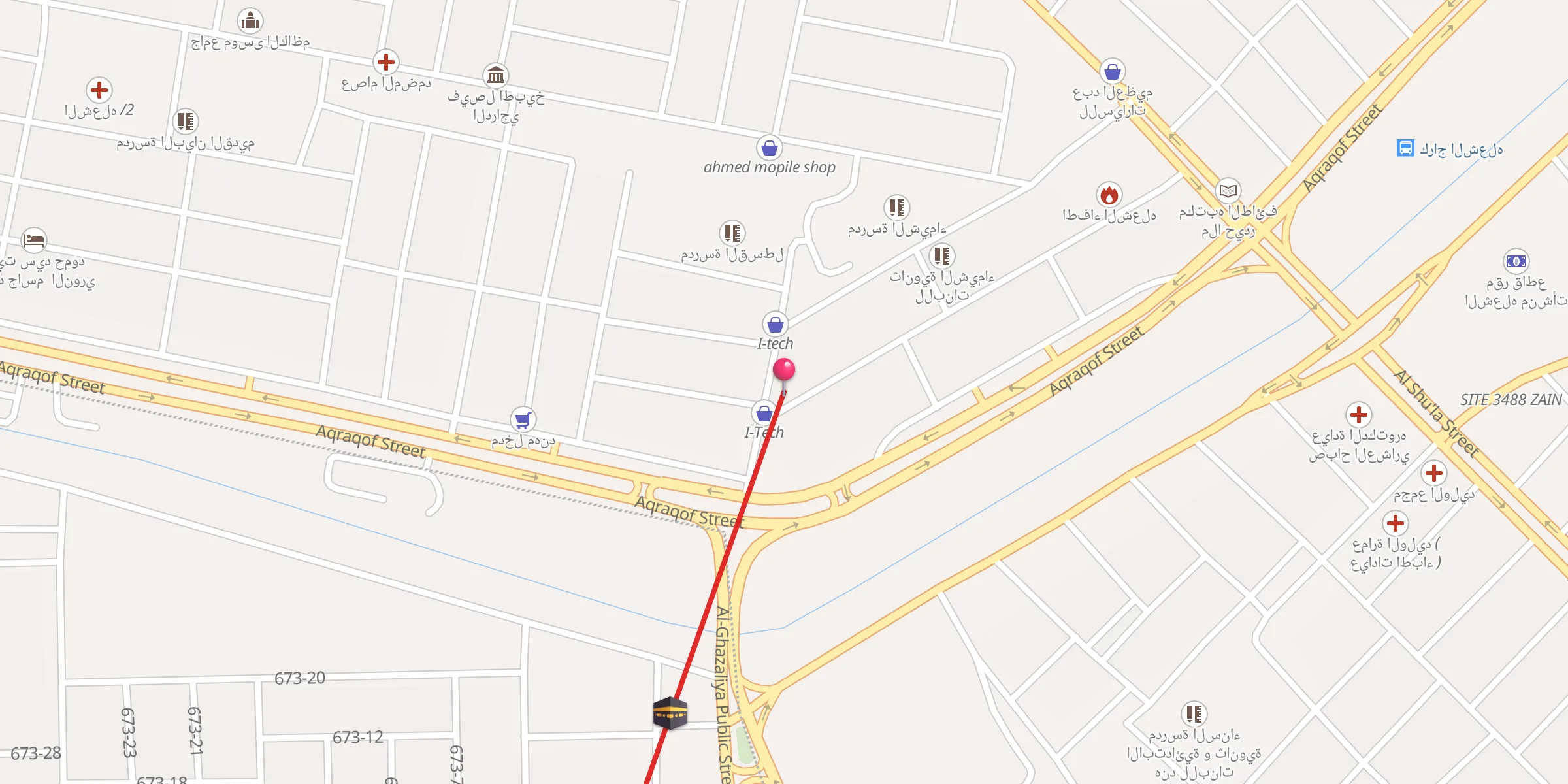 Carte de localisation : جامع اارسول الأعظم