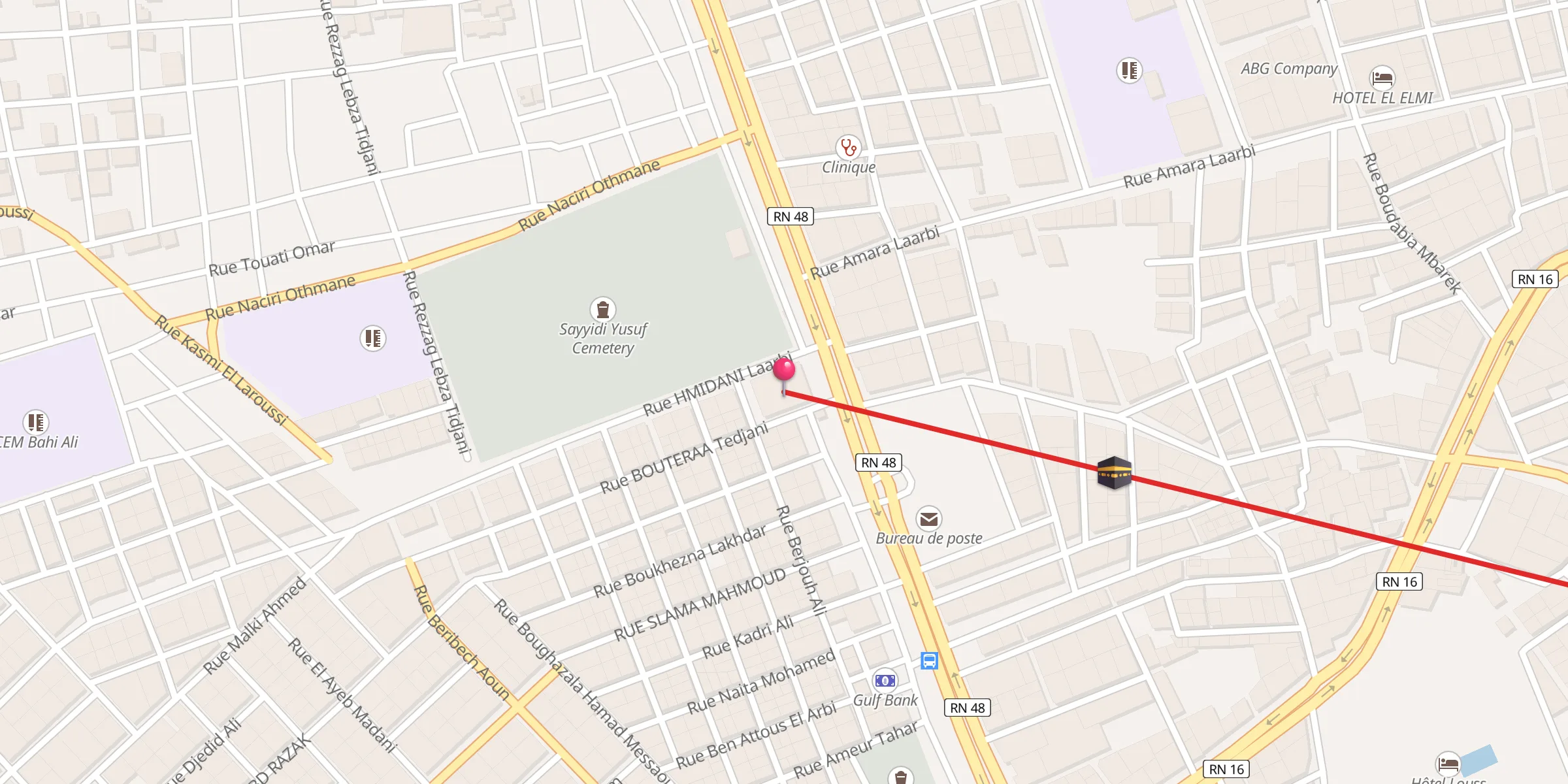 Carte de localisation : Mosquée Zeid Ben Thabet;مسجد زيد بن ثابت
