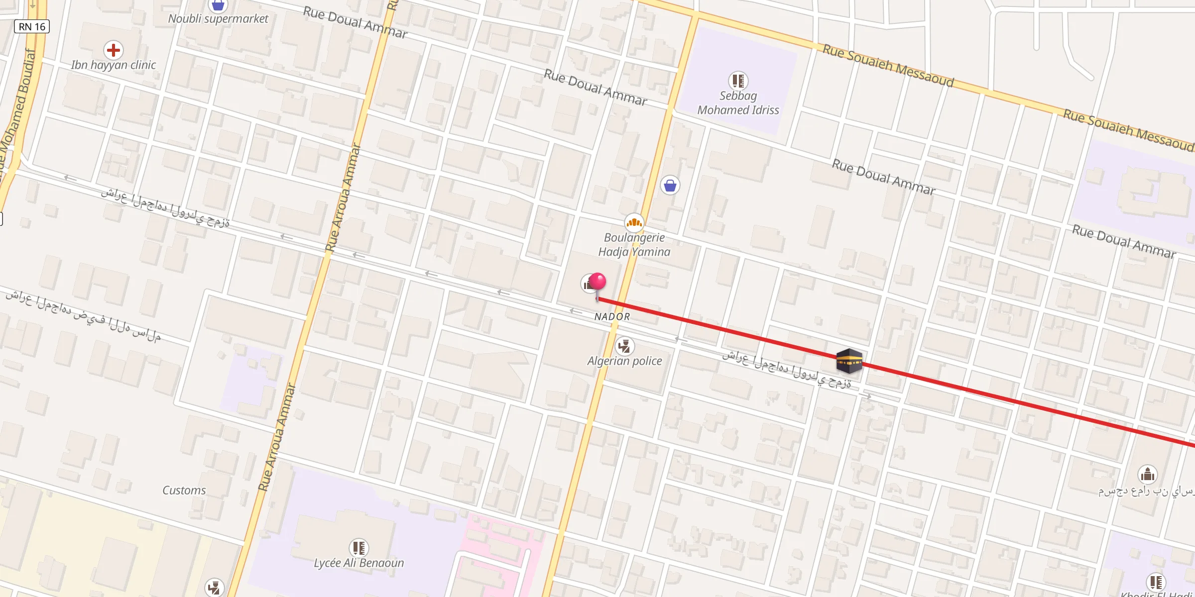 Carte de localisation : Mosquée Jaafar Ibn Abi Talib;مسجد جعفر بن أبي طالب