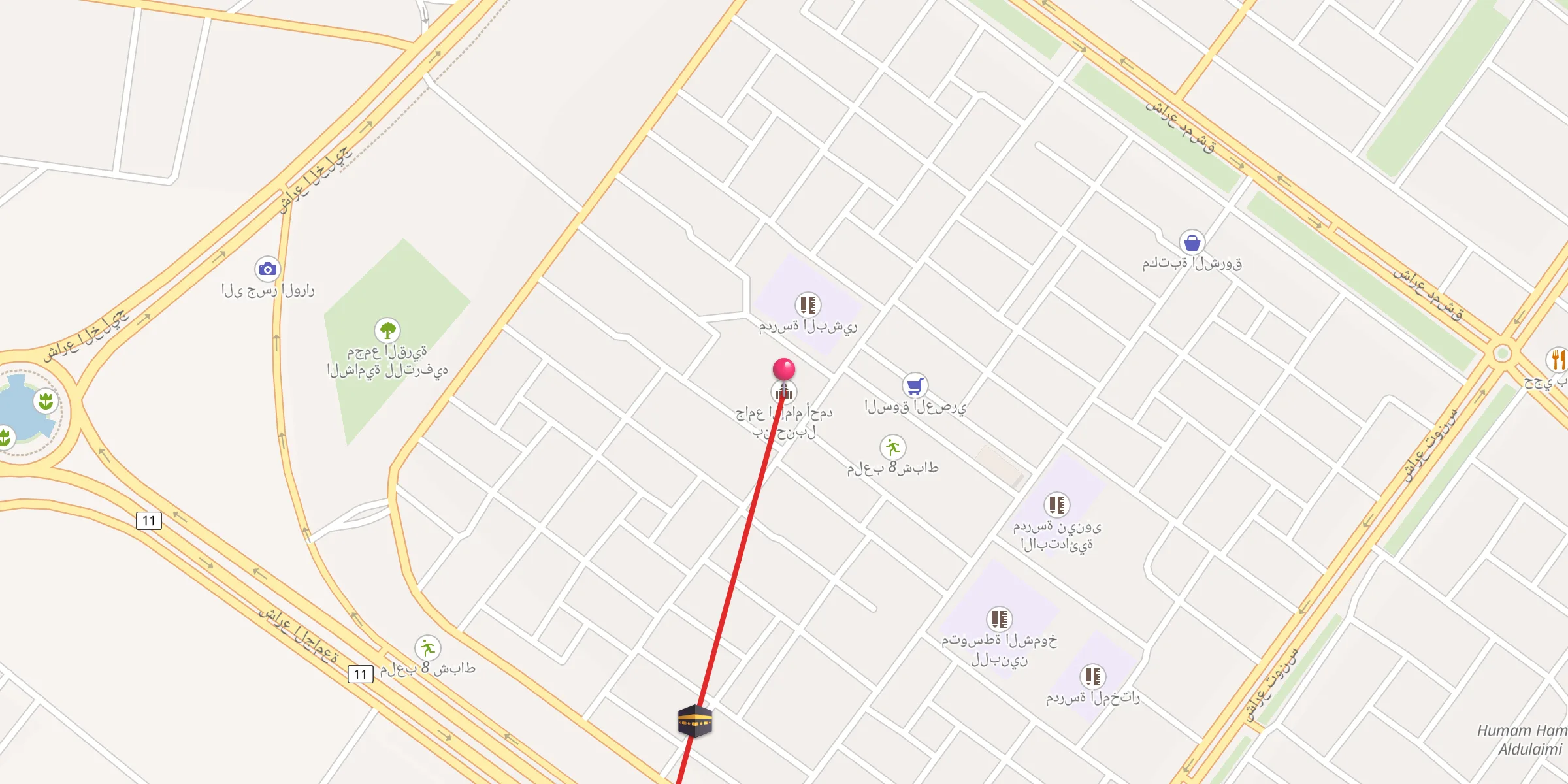 Carte de localisation : جامع الإمام أحمد بن حنبل