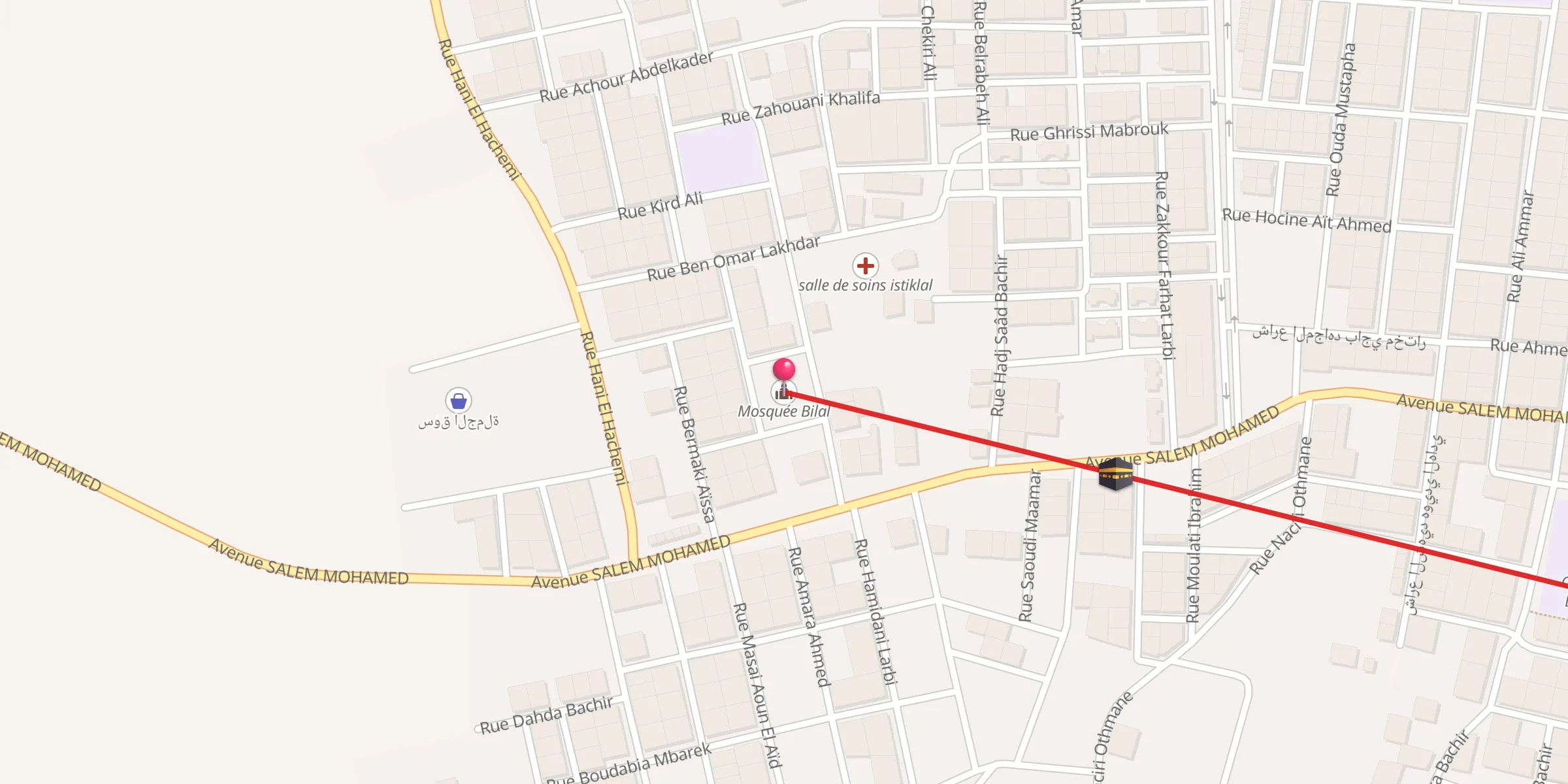 Carte de localisation : Mosquée Bilal;مسجد بلال بن رباح