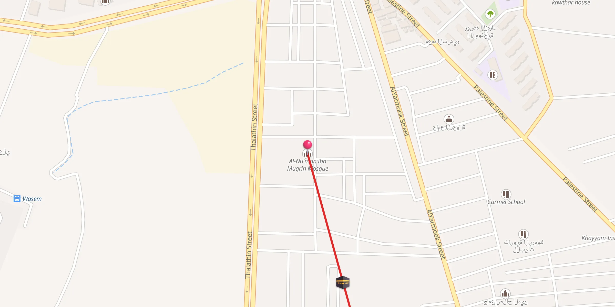 Carte de localisation : Al-Nu'man ibn Muqrin Mosque