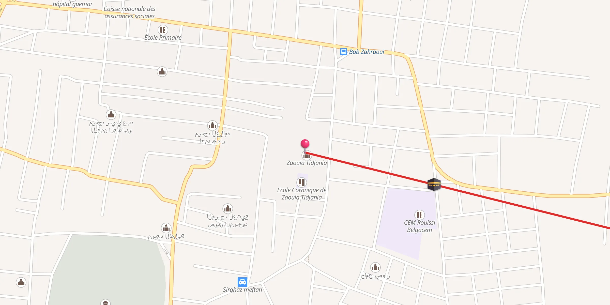 Carte de localisation : الزاوية التجانية بقمار