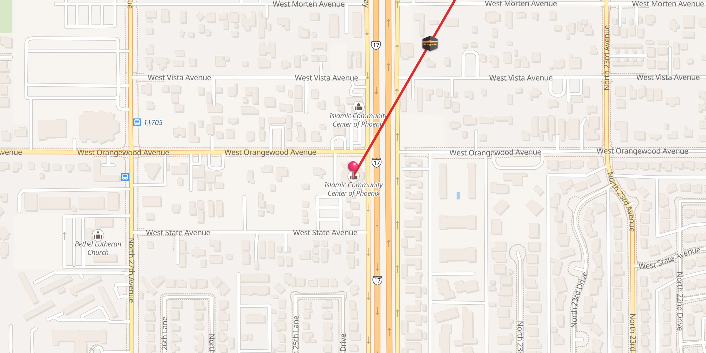 Carte de localisation : Islamic Community Center of Phoenix Secondary