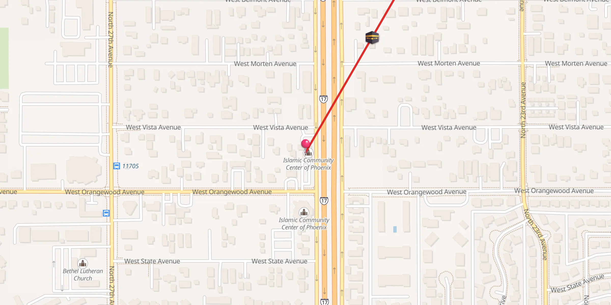 Carte de localisation : Islamic Community Center of Phoenix