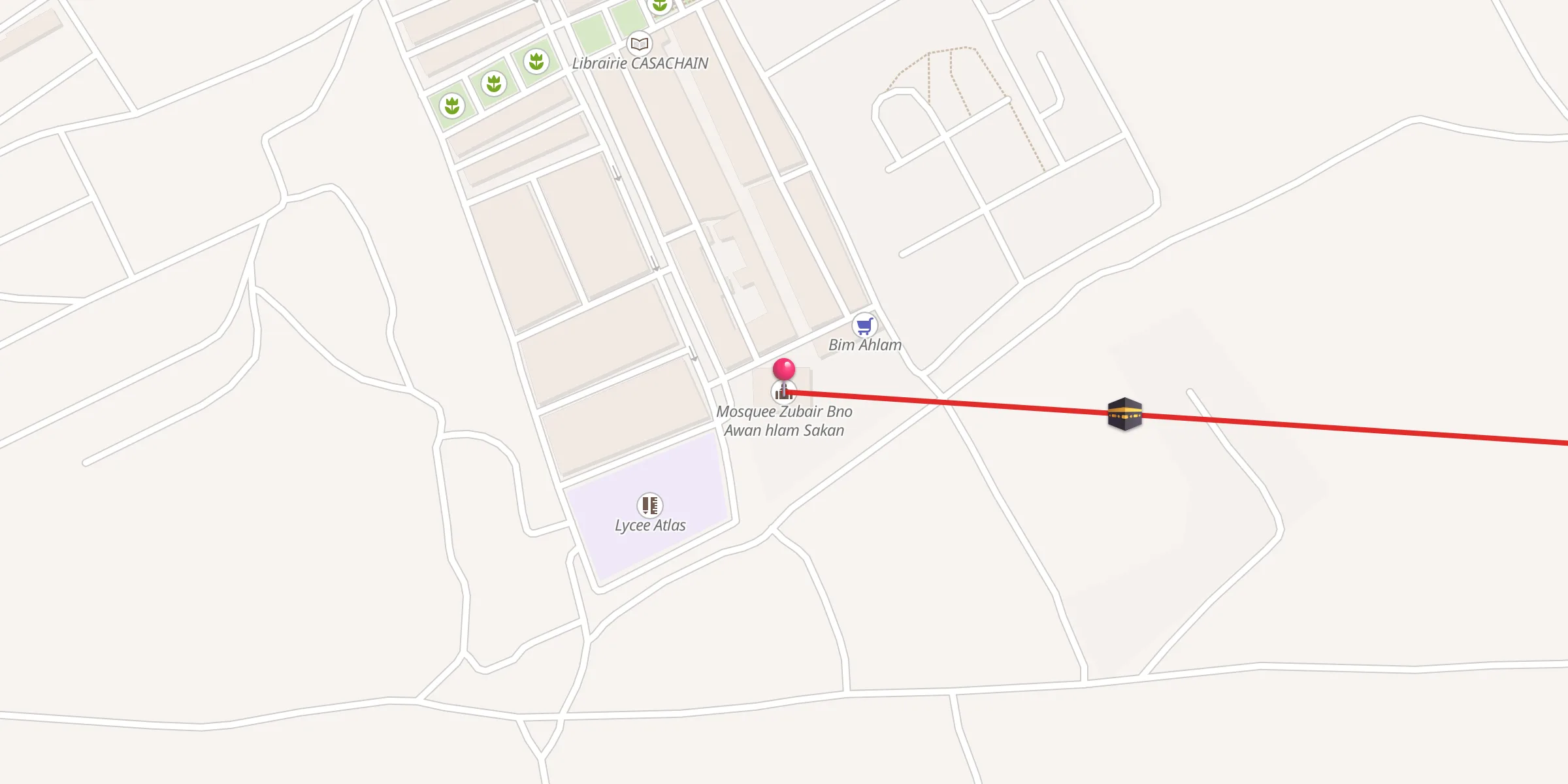 Carte de localisation : Mosquee Zubair Bno Awan hlam Sakan